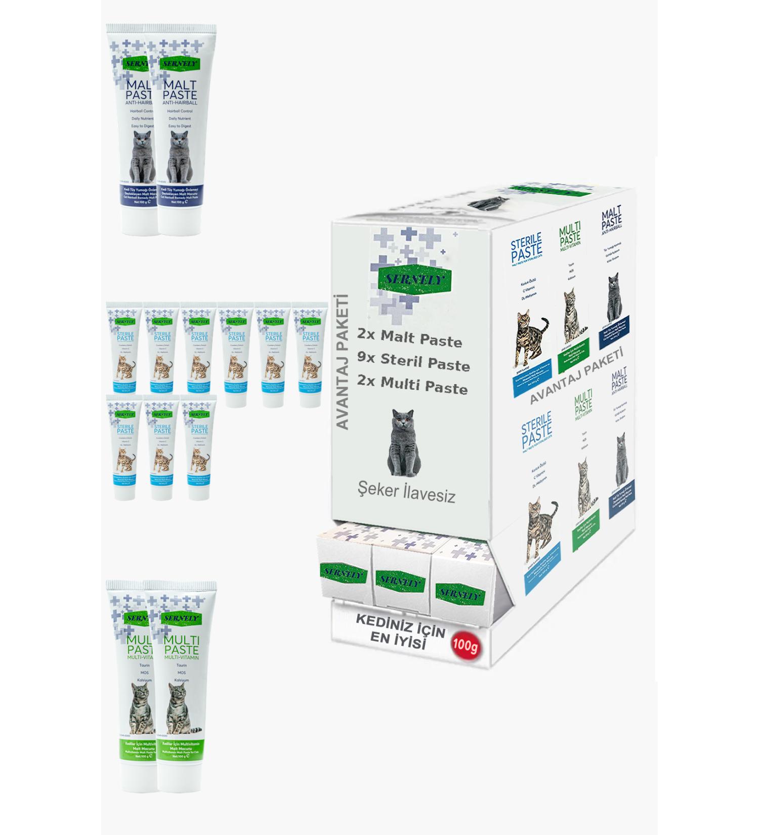 Sernely Cat Malt Advantageous Package (Sterile Paste 9x100gr Multi Paste 2x100gr Malt Paste 2x100gr)-1127