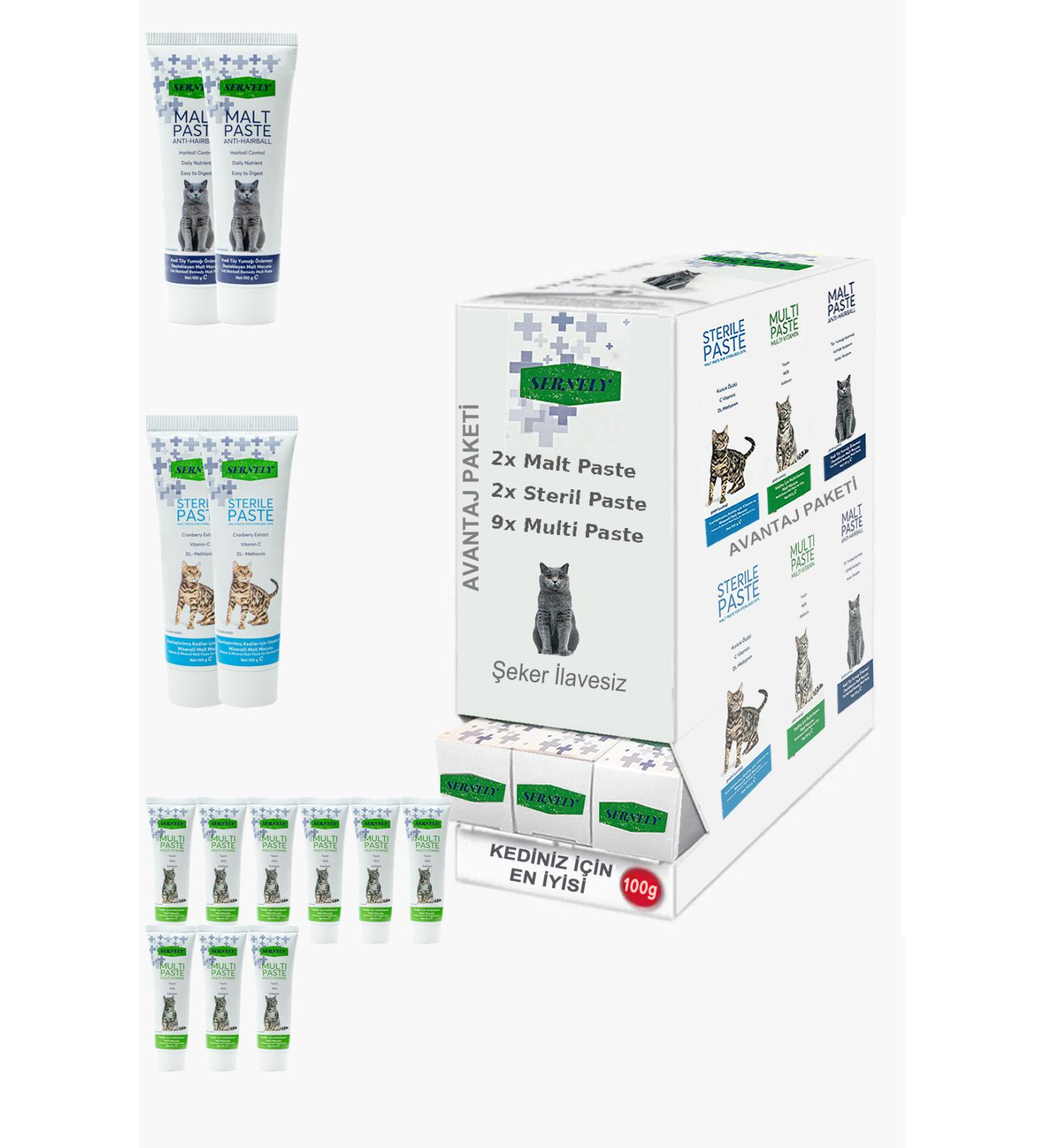 Sernely Cat Malt Advantageous Package (Multi Paste 9x100gr Sterile Paste 2x100gr Malt Paste 2x100gr)-1134
