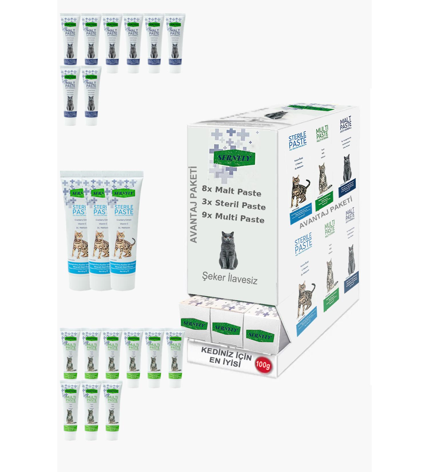 Sernely Cat Malt Advantageous Package (Multi Paste 9x100gr Malt Paste 8x100gr Sterile Paste 3x100gr)-1113