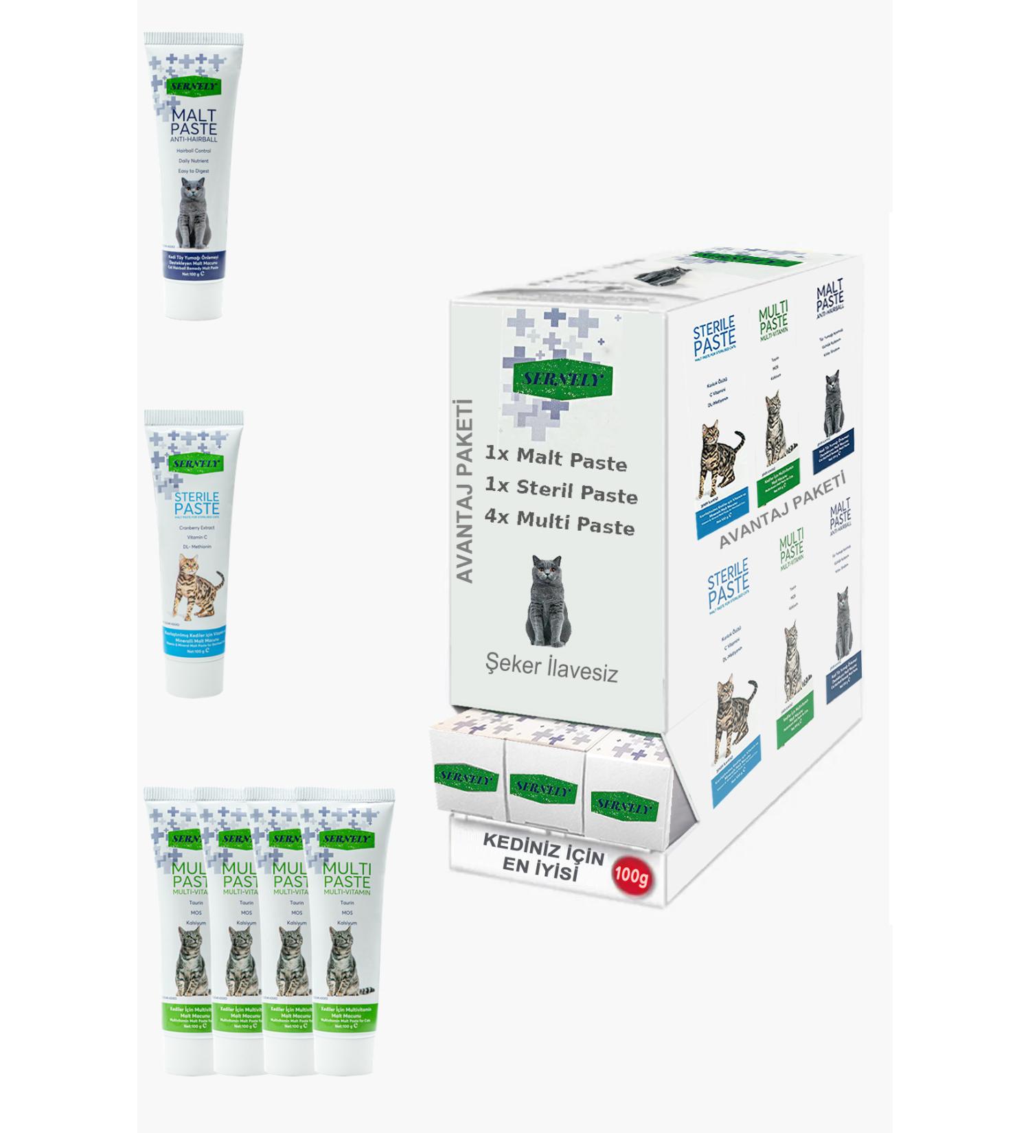 Sernely Cat Vitamin Advantage Package (Multi Paste 4x100gr Sterile Paste 1x100gr Malt Paste 1x100gr)-1687