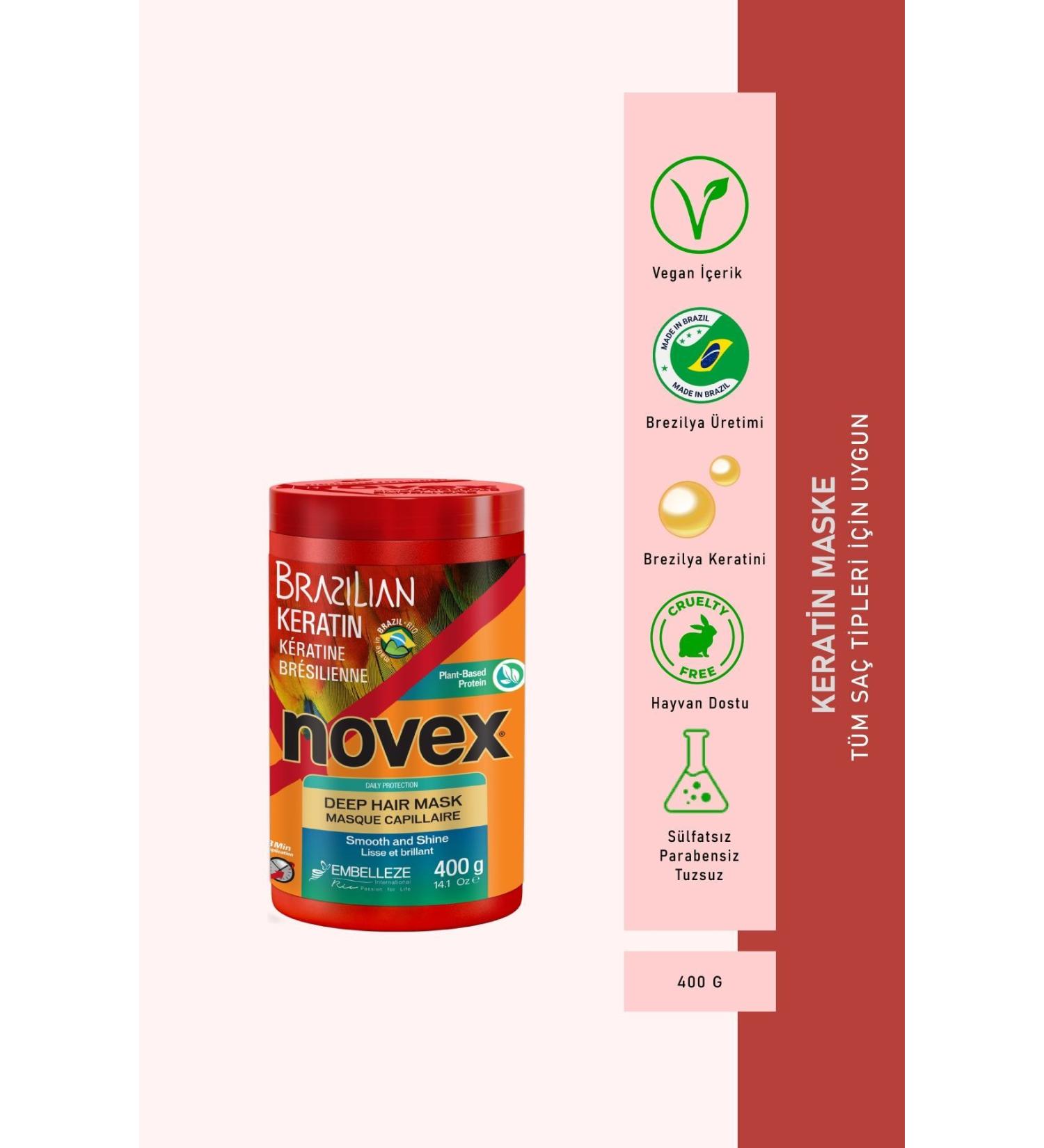 NOVEX Brazilian Keratin - Hair Mask for Dry and Damaged Hair 400g - Buy Online on GoSupps.com