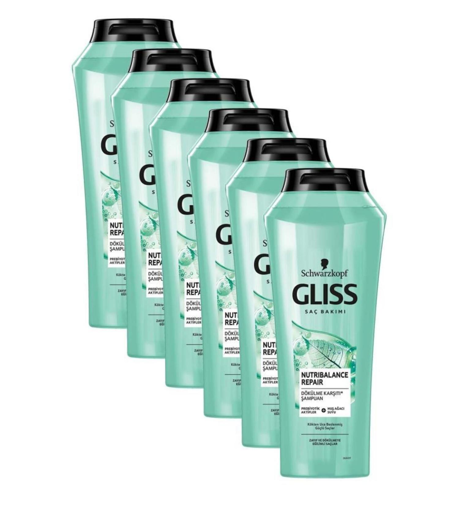 Gliss Nutribalance Repair Anti Hair Loss Shampoo 500 ml X 6 Pieces - Buy Online on GoSupps.com
