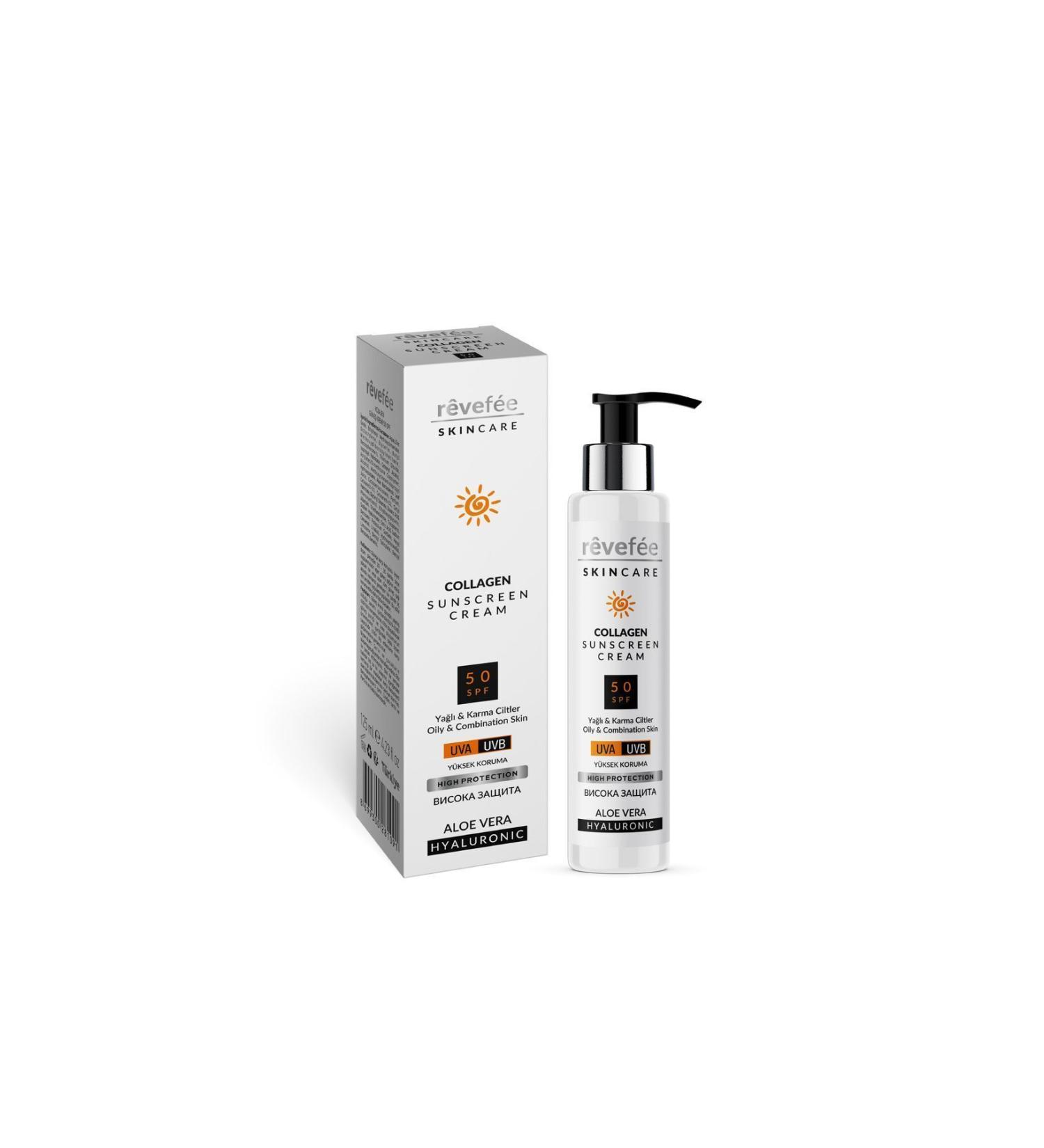 Revefee Skincare Oily and Combination Skin 125 ml Sunscreen Collagen & Aloe Vera & Hyaluronic Acid