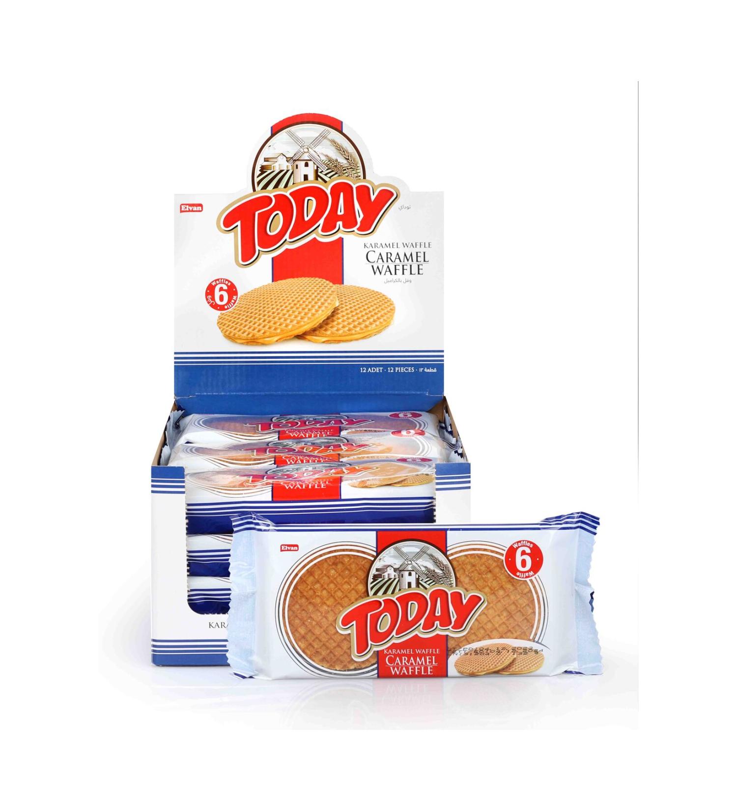 Elvan Today Caramel Waffle 132 Gr. 12 Pieces (1 Box) - Buy Online on GoSupps.com
