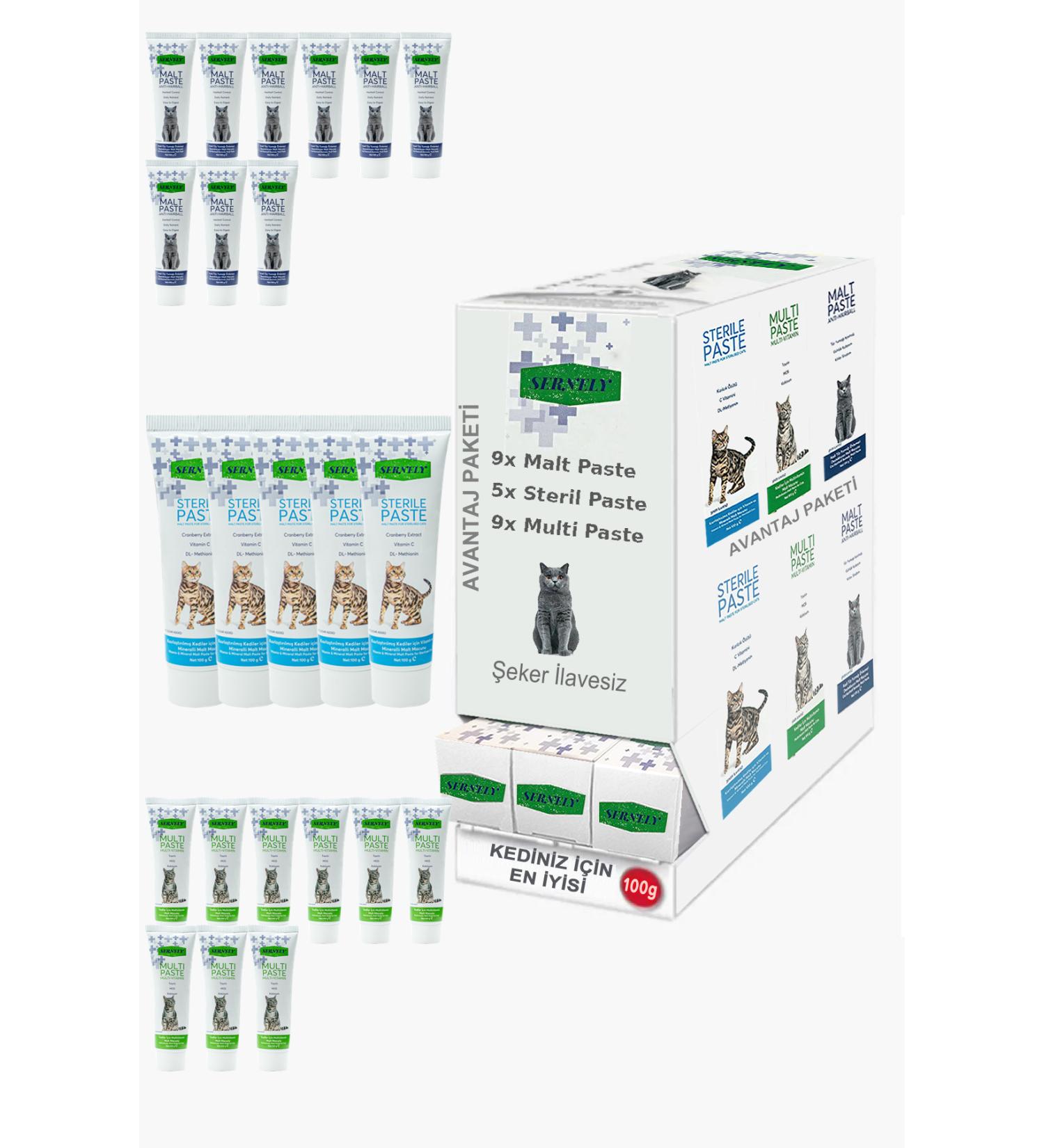 Sernely Cat Malt Advantageous Package (Multi Paste 9x100gr Malt Paste 9x100gr Sterile Paste 5x100gr)-1060
