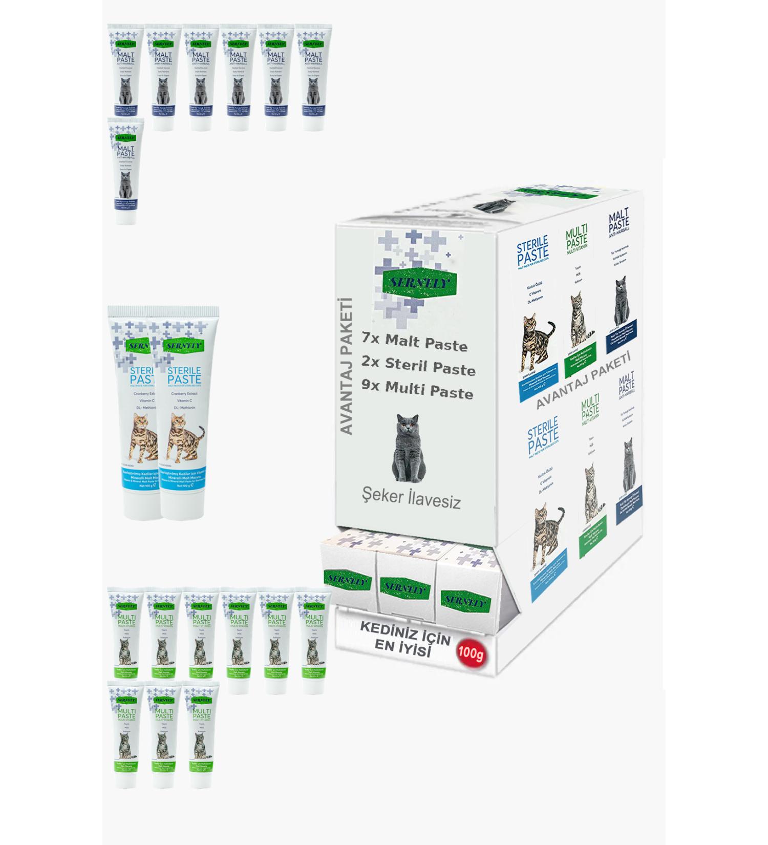 Sernely Cat Malt Advantageous Package (Multi Paste 9x100gr Malt Paste 7x100gr Sterile Paste 2x100gr)-1151