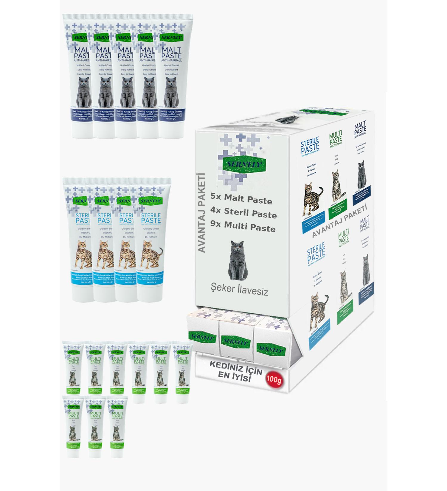 Sernely Cat Malt Advantageous Package (Multi Paste 9x100gr Malt Paste 5x100gr Sterile Paste 4x100gr)-1073