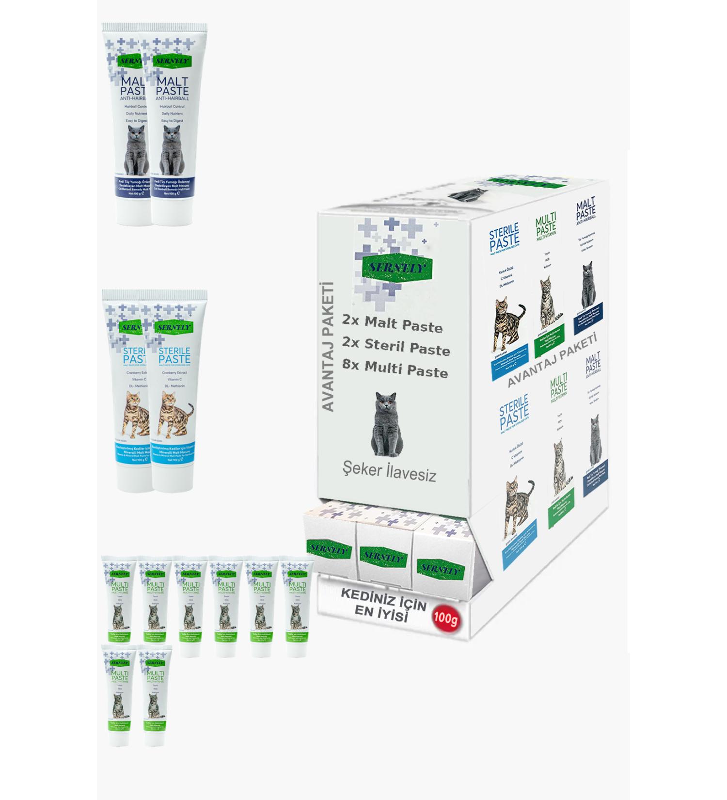 Sernely Cat Malt Advantageous Package (Multi Paste 8x100gr Sterile Paste 2x100gr Malt Paste 2x100gr)-1314