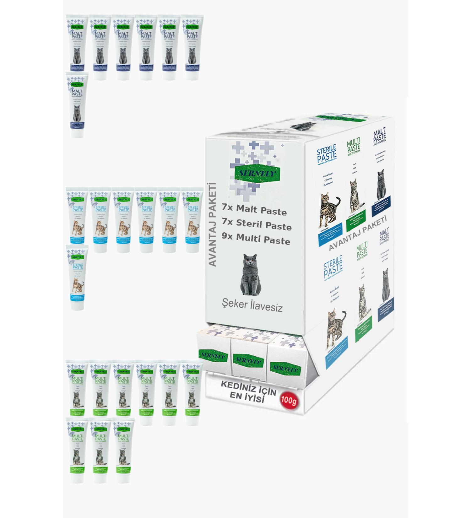 Sernely Cat Malt Advantageous Package (Multi Paste 9x100gr Sterile Paste 7x100gr Malt Paste 7x100gr)-1009