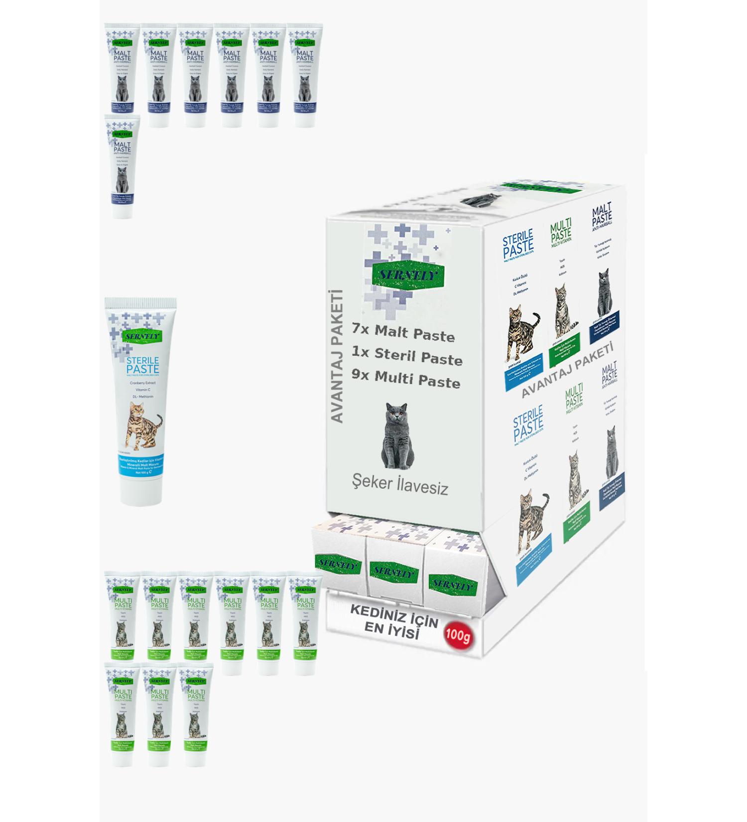 Sernely Cat Malt Advantageous Package (Multi Paste 9x100gr Malt Paste 7x100gr Sterile Paste 1x100gr)-1197