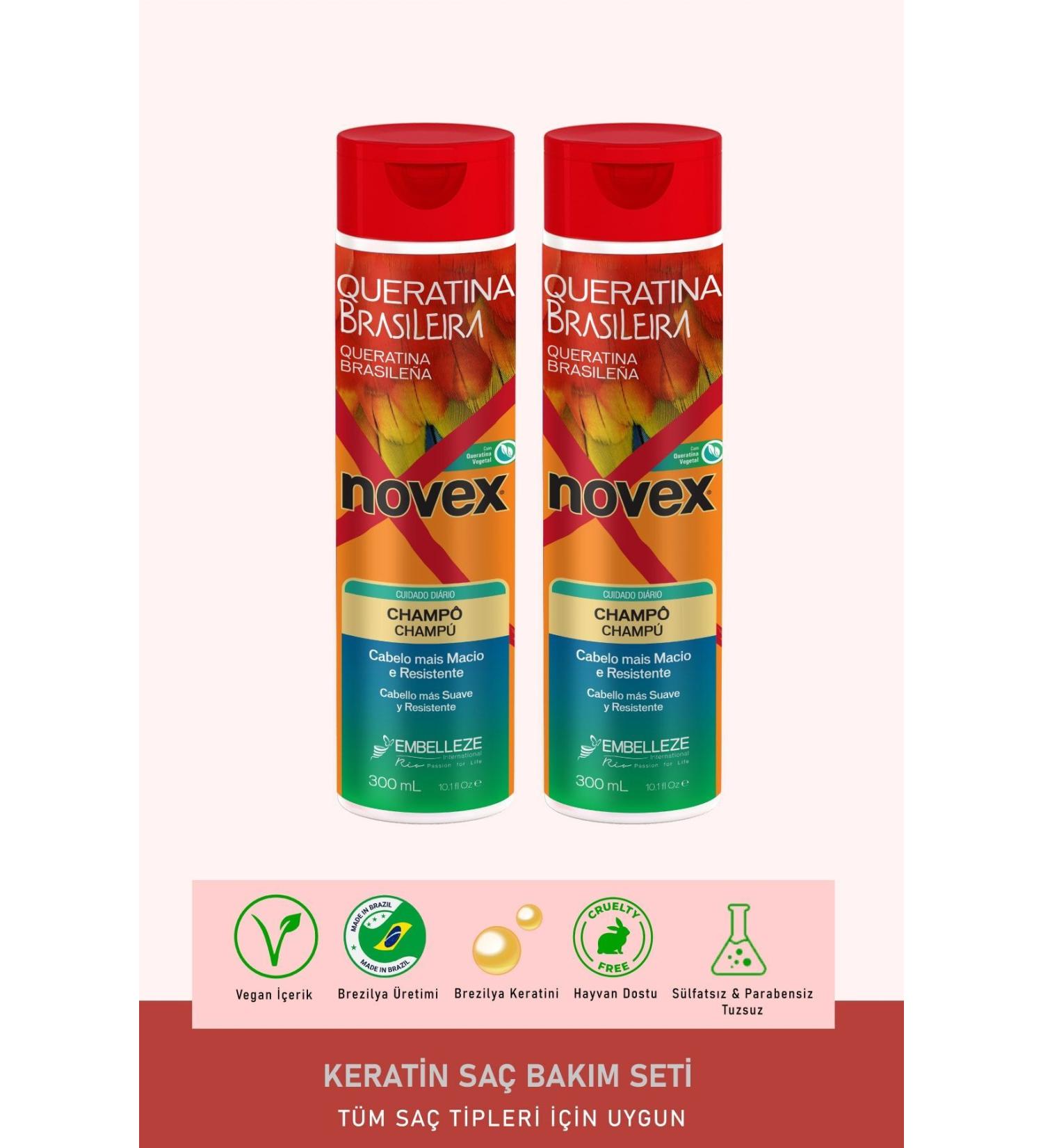 NOVEX Brazilian Keratin - Shampoo for Dry and Damaged Hair 300ml X 2 Pieces - - Buy Online on GoSupps.com