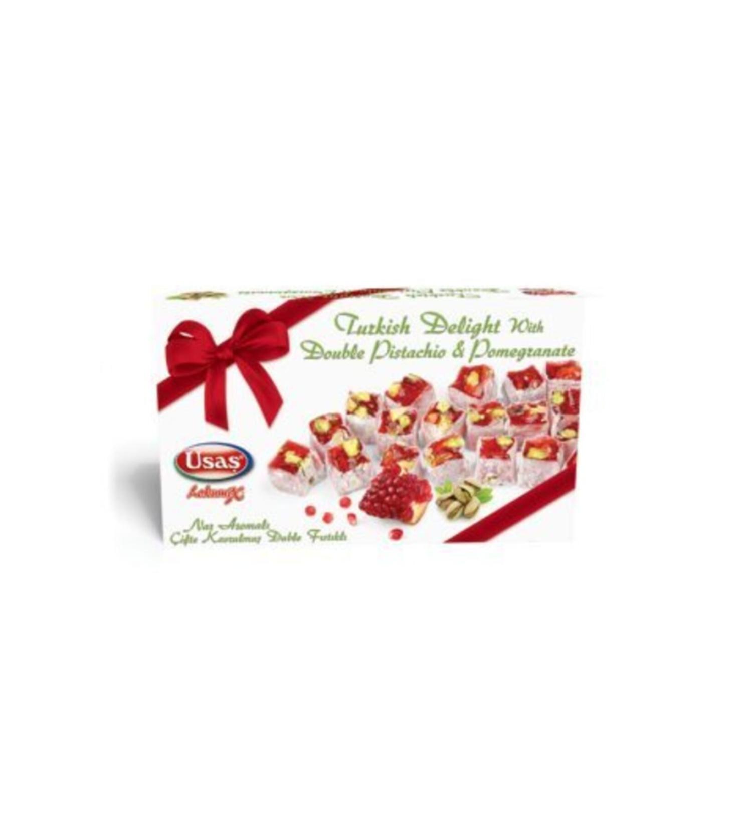 Usa Pomegranate Flavored Double Pistachio Turkish Delight 350 Grams
