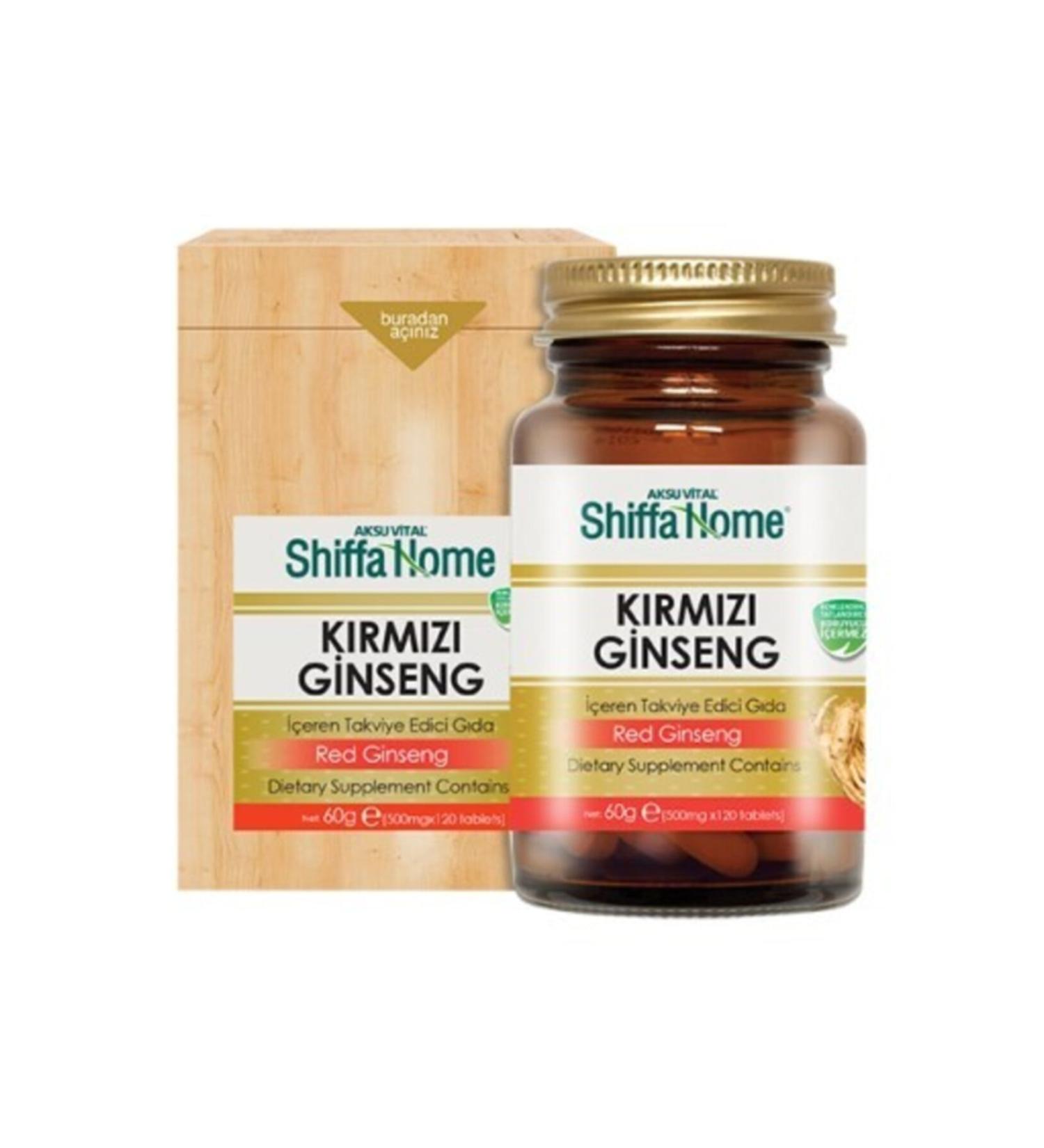 Shiffa Home Aksu Vital Wooden Box Ginseng Red Korean Ginseng Ginsek 120 Tablets X 500 Mg.