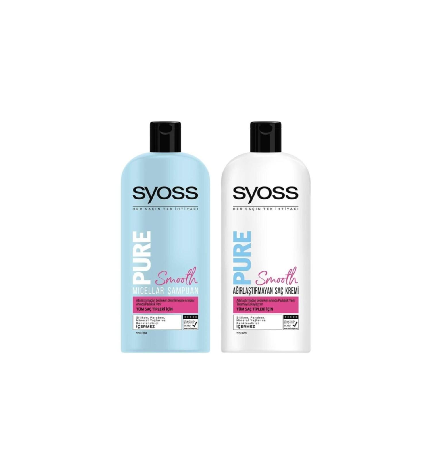 Syoss Pure Smooth Micellar Shampoo 500 Ml + Weight. Hair Conditioner