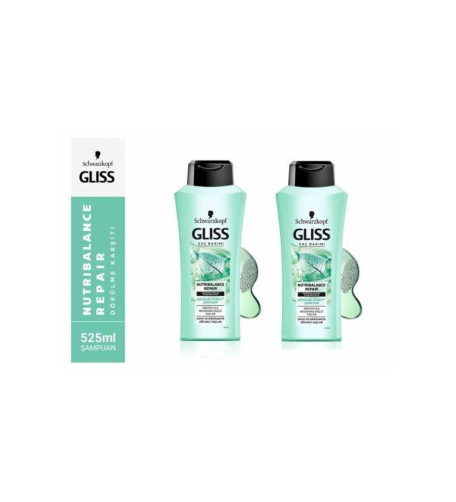 Gliss Nutribalance Repair Anti-Hair Loss Shampoo 525 Ml 2 Pieces