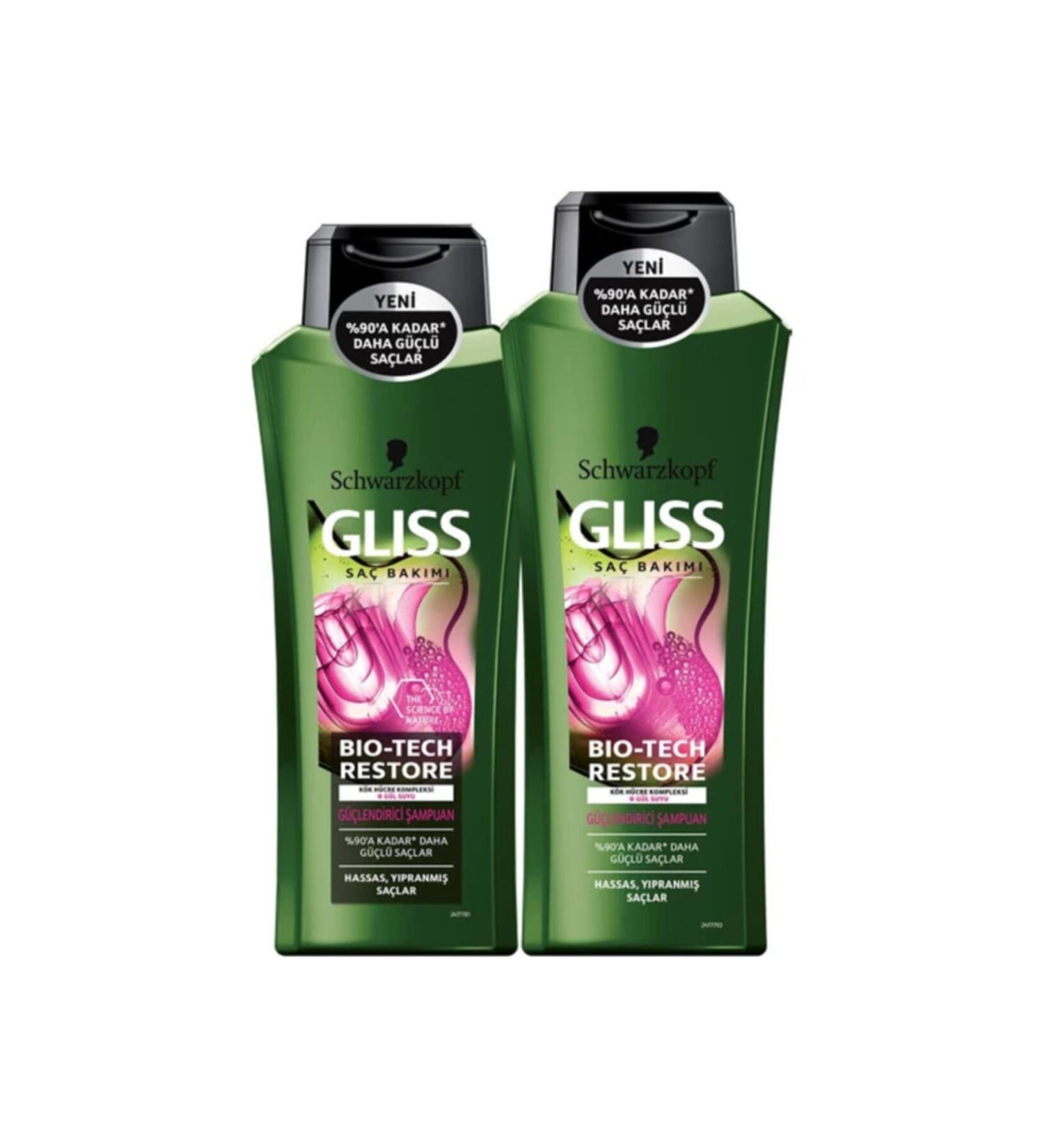 Gliss Bio-Tech Restore Shampoo 500 Ml + Shampoo 360 Ml