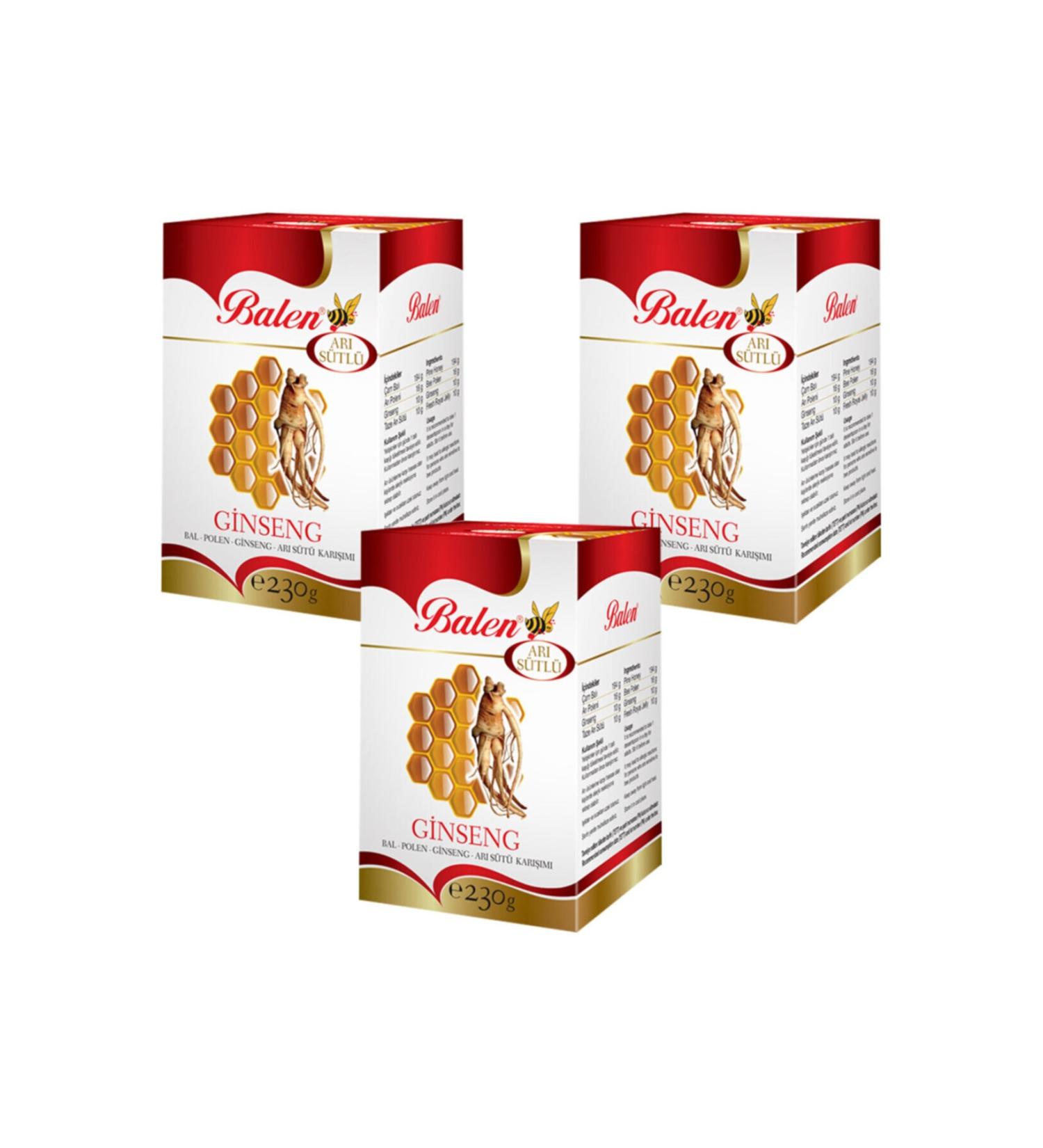 Balen Honey & Pollen & Ginseng Mix 230 Gr X 3 Pieces