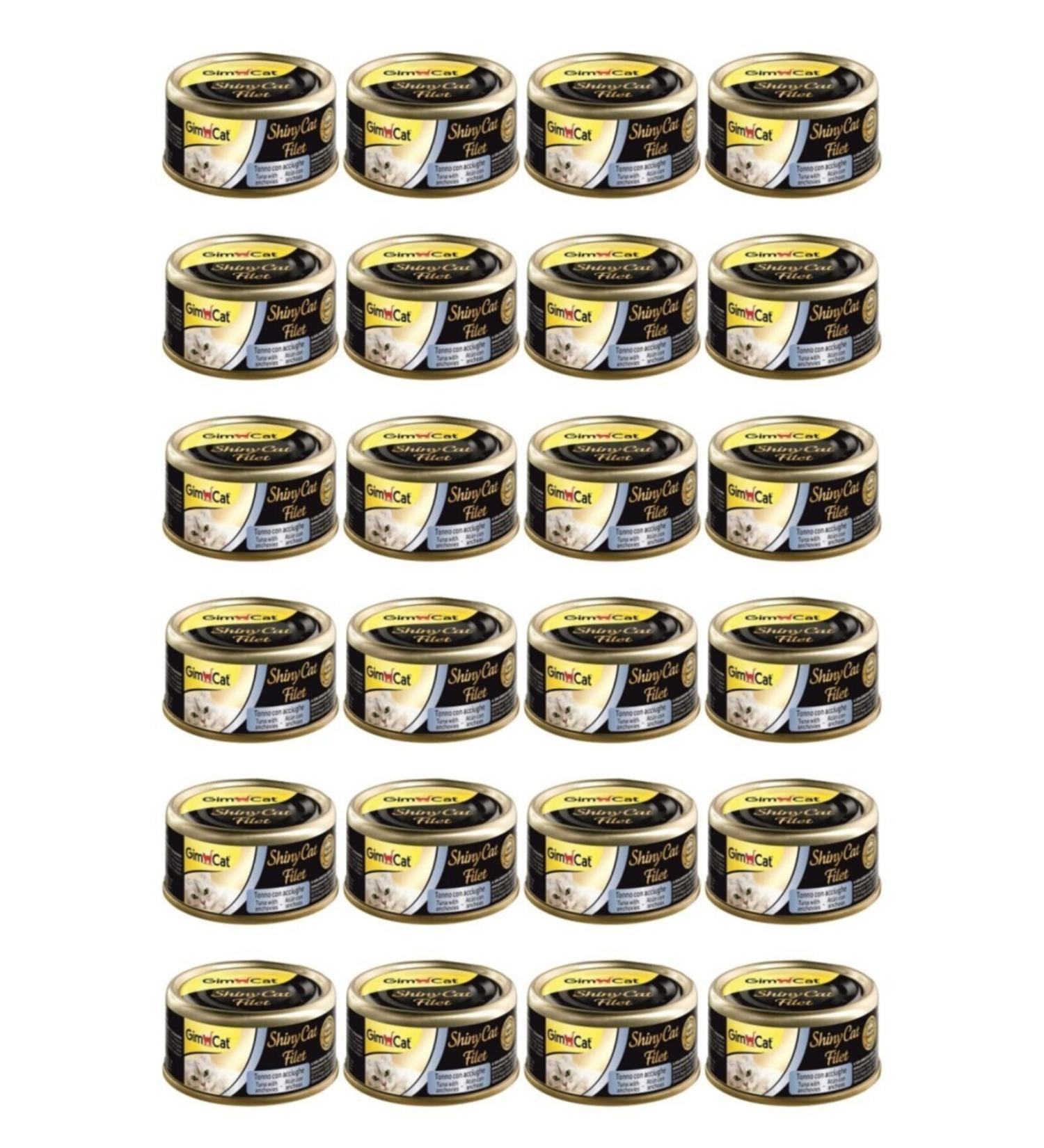 Gimcat Shinycat Tuna and Anchovy Fillet Cat Canned Food 70 Gr X 24 Pieces