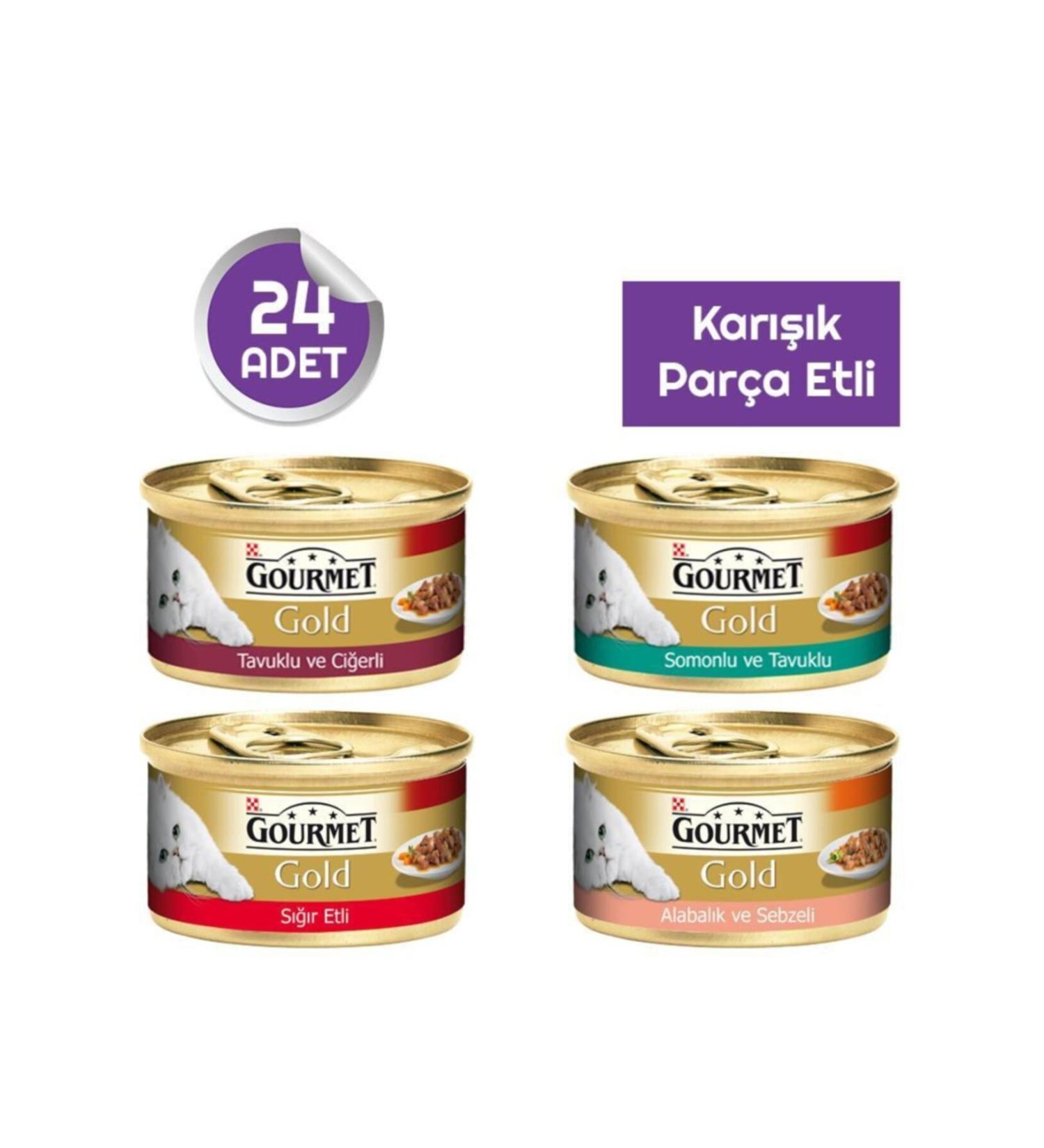Gourmet Gold Piece Meat Cat Canned Mixed Package X24