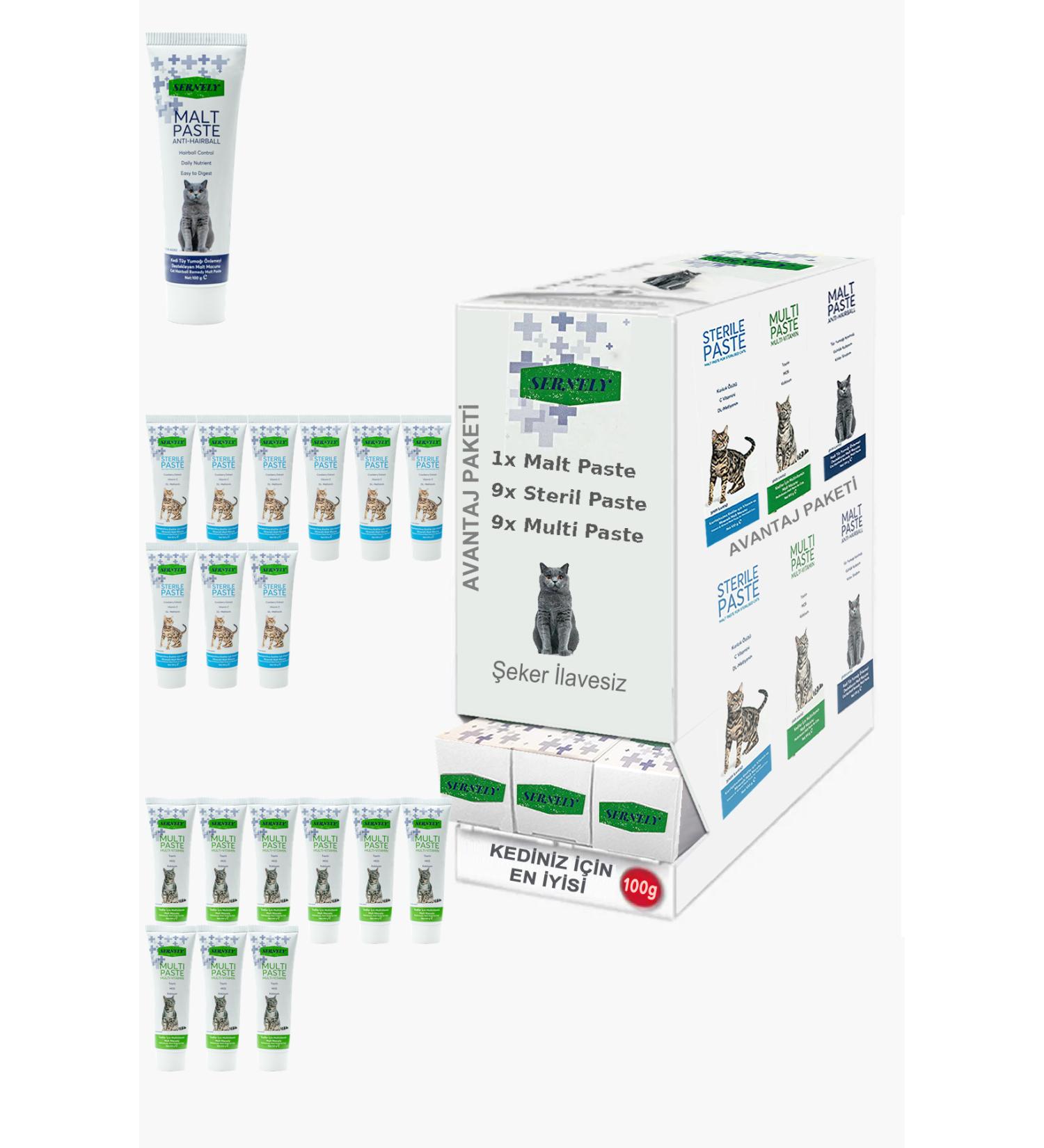 Sernely Cat Malt Advantageous Package (Sterile Paste 9x100gr Multi Paste 9x100gr Malt Paste 1x100gr)-1185