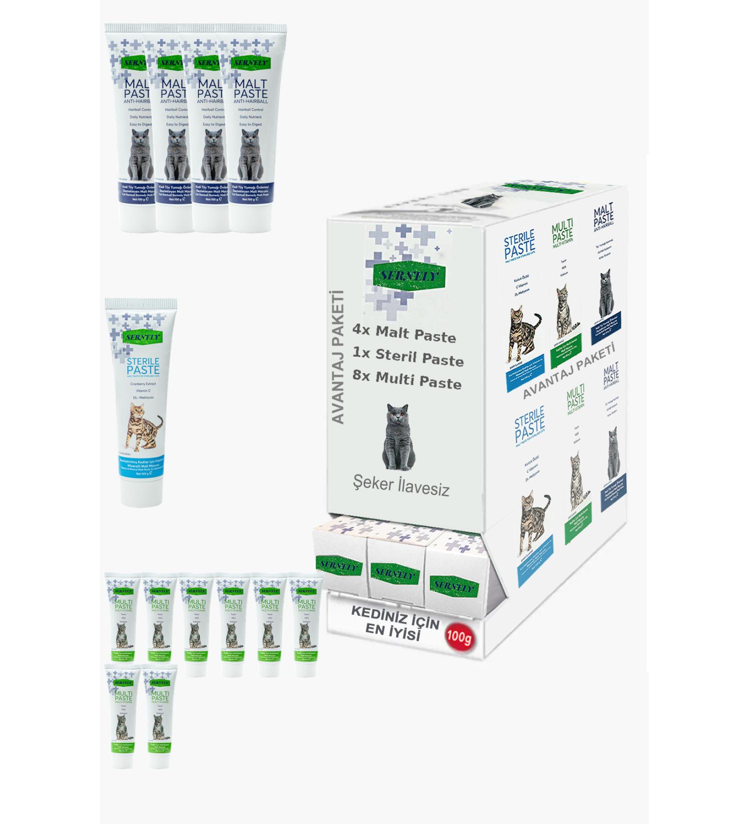 Sernely Cat Malt Advantageous Package (Multi Paste 8x100gr Malt Paste 4x100gr Sterile Paste 1x100gr)-1364
