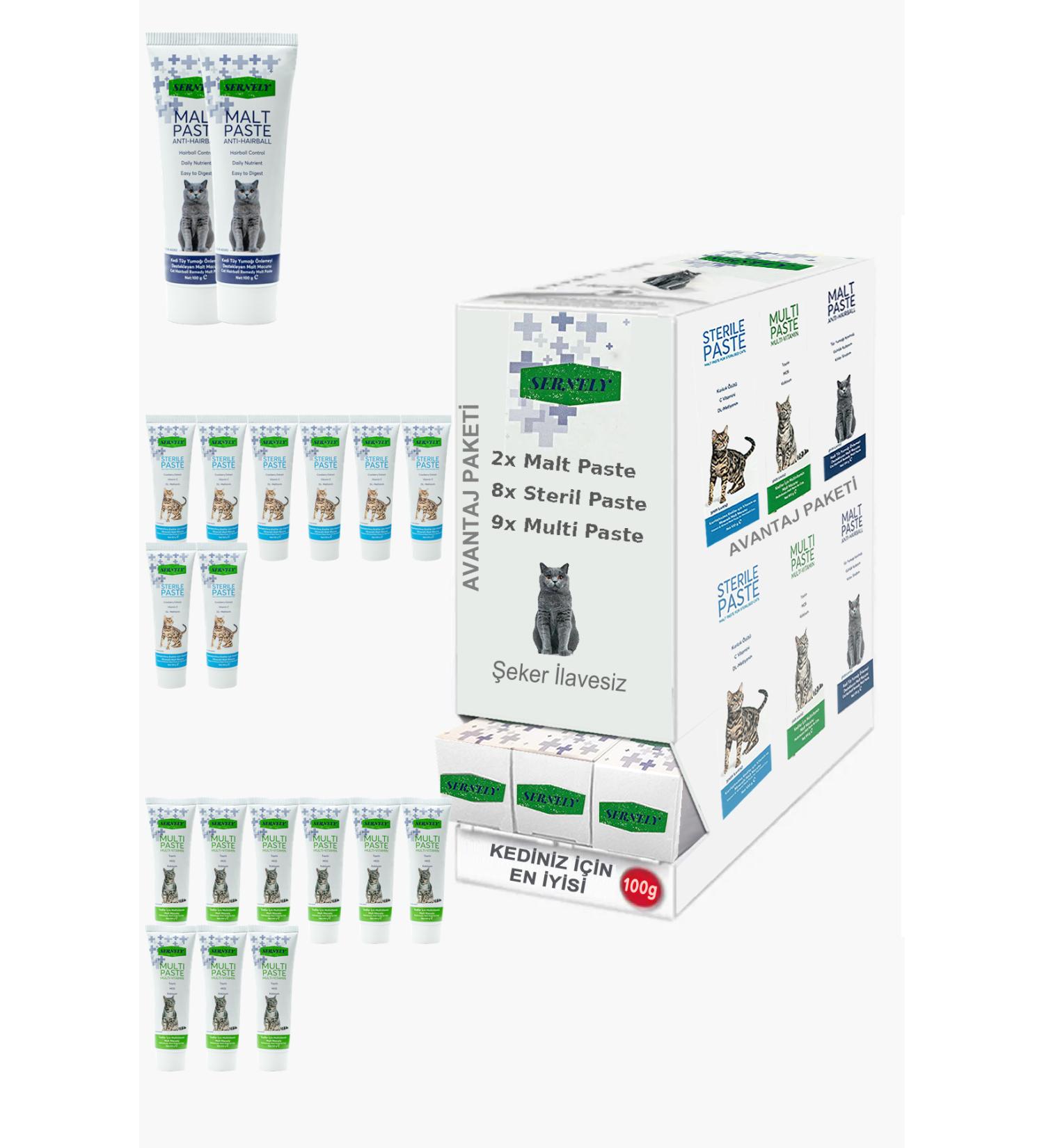 Sernely Cat Malt Advantageous Package (Multi Paste 9x100gr Sterile Paste 8x100gr Malt Paste 2x100gr)-1140