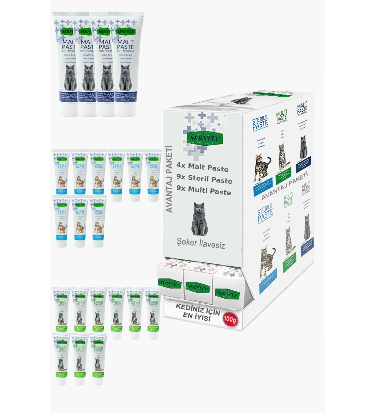 Sernely Cat Malt Advantageous Package (Sterile Paste 9x100gr Multi Paste 9x100gr Malt Paste 4x100gr)-1071