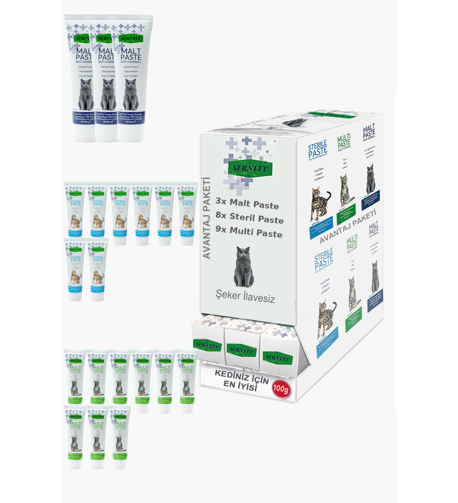 Sernely Cat Malt Advantageous Package (Multi Paste 9x100gr Sterile Paste 8x100gr Malt Paste 3x100gr)-1102