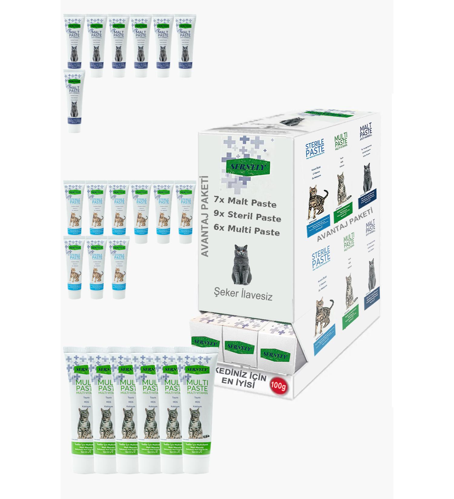 Sernely Cat Malt Advantageous Package (Sterile Paste 9x100gr Malt Paste 7x100gr Multi Paste 6x100gr)-1026