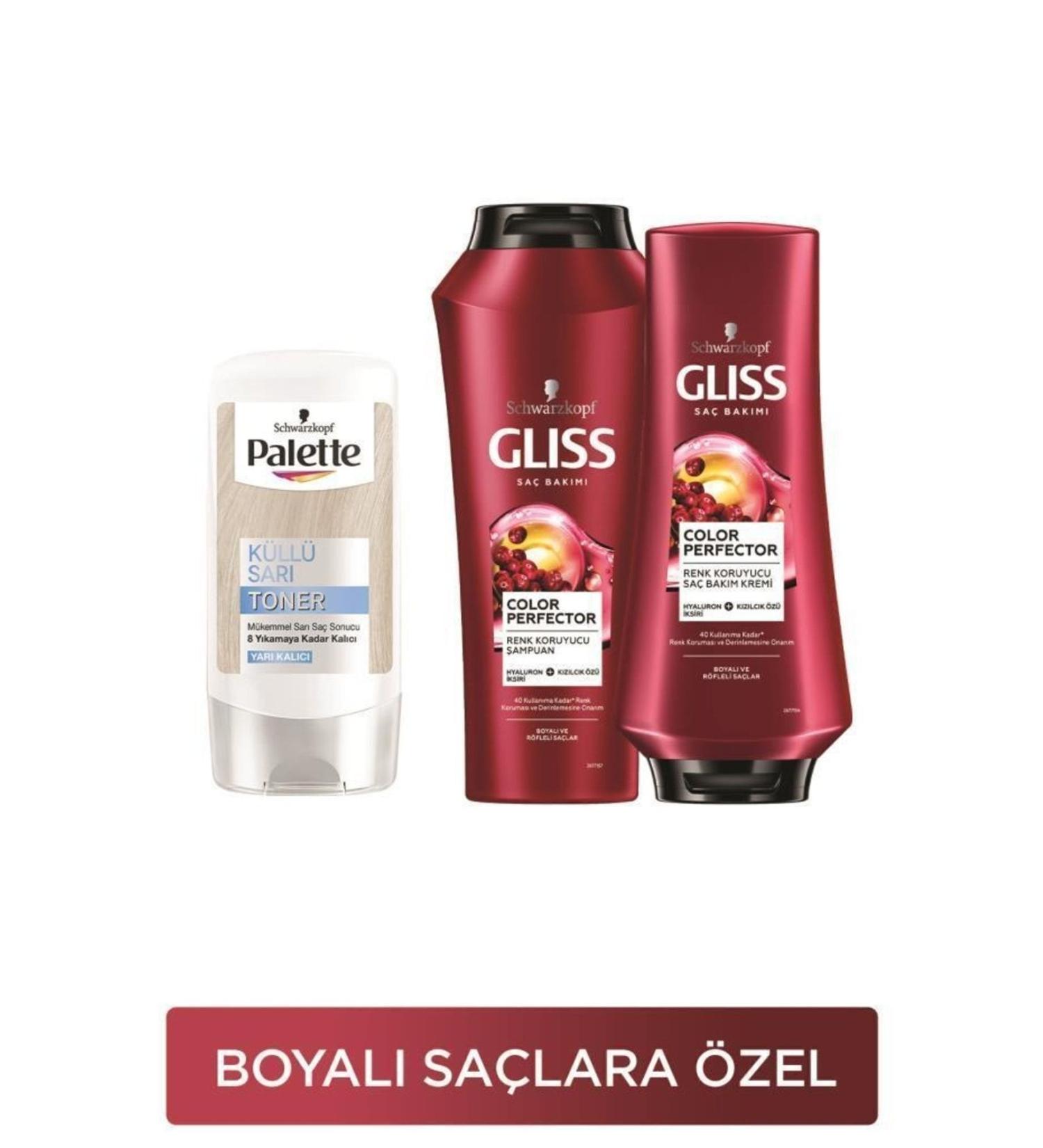 Gliss Color Perfector Color Protection Shampoo 500 Ml + Conditioner 360 Ml + Eye-Catching Colors in Palette