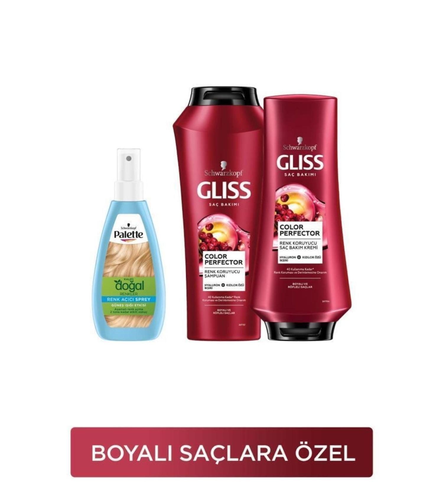 Gliss Color Perfector Color Protection Shampoo 500 Ml + Hair Conditioner 360 Ml + Palette Permanent Natural Colors - Buy Online on GoSupps.com