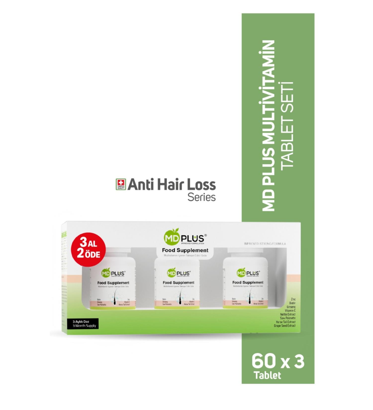 Mdplus Md-Plus Hair Multivitamin 60 Tablets 3 Piece Set - Buy Online on GoSupps.com
