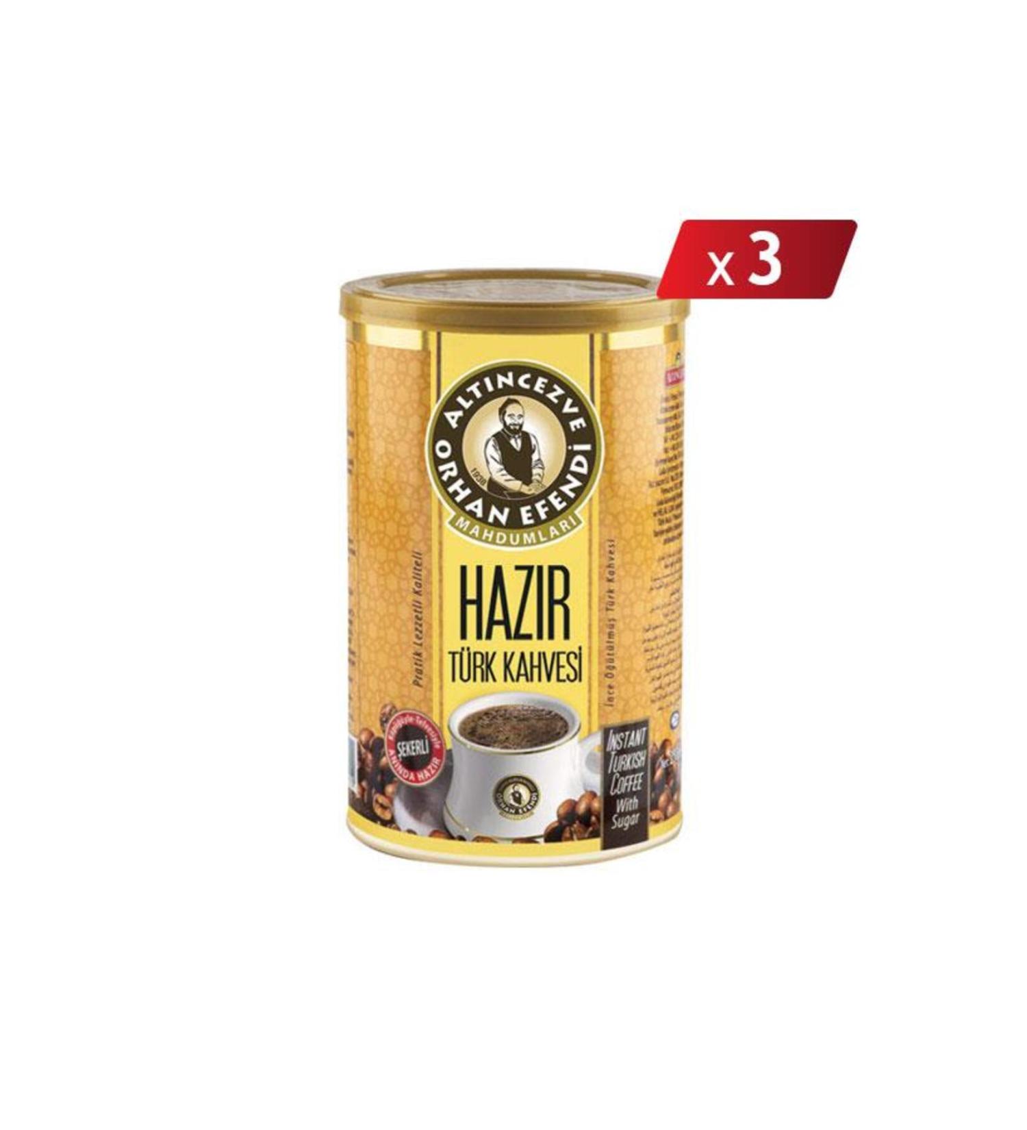 Alt ncezve Orhan Efendi Instant Turkish Coffee with Sugar Tin 250 G - 3-PACK