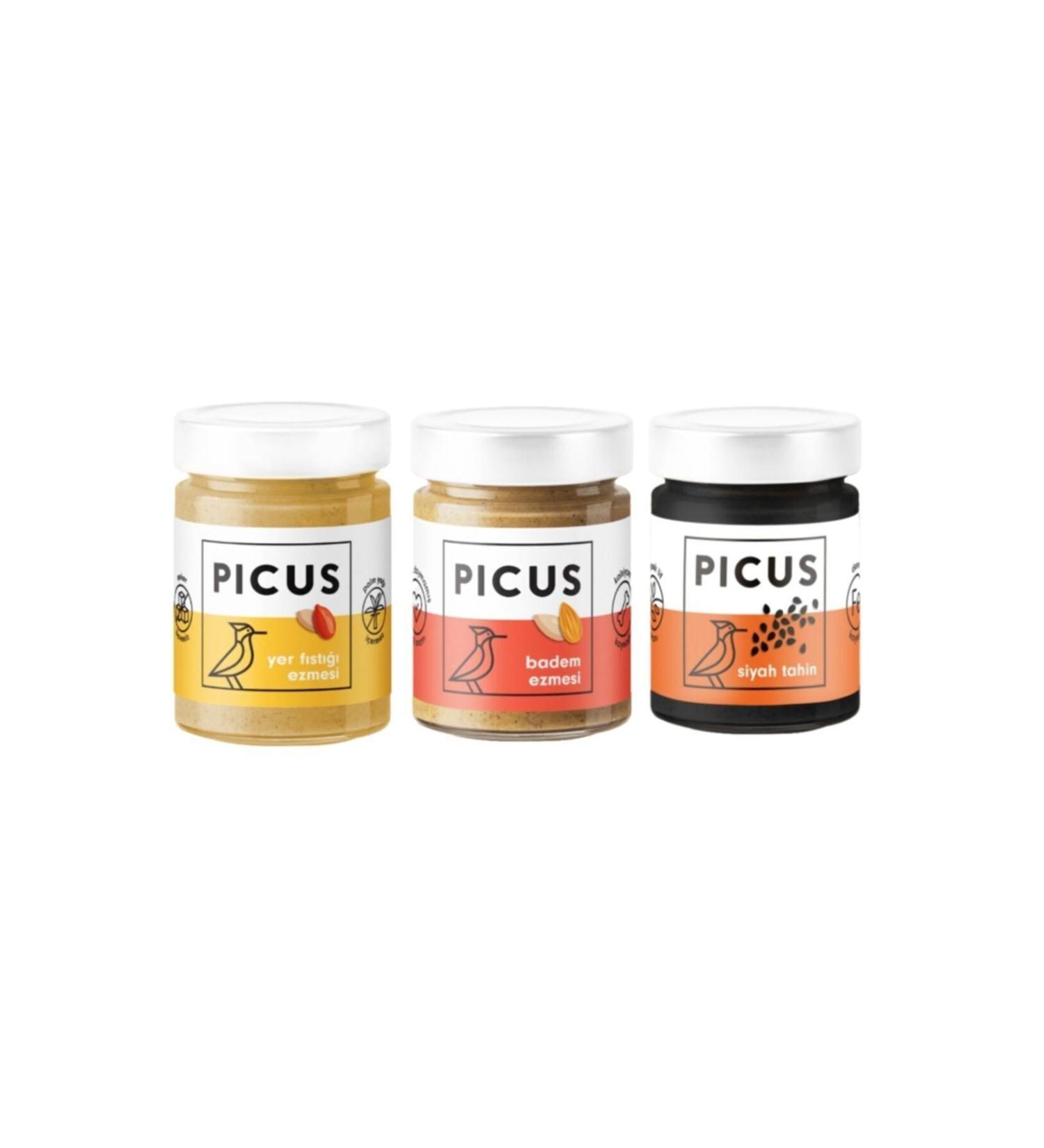 picus Peanut Butter 300 gr x1 Almond Butter 195 gr x1 Black Tahini 210 gr x1