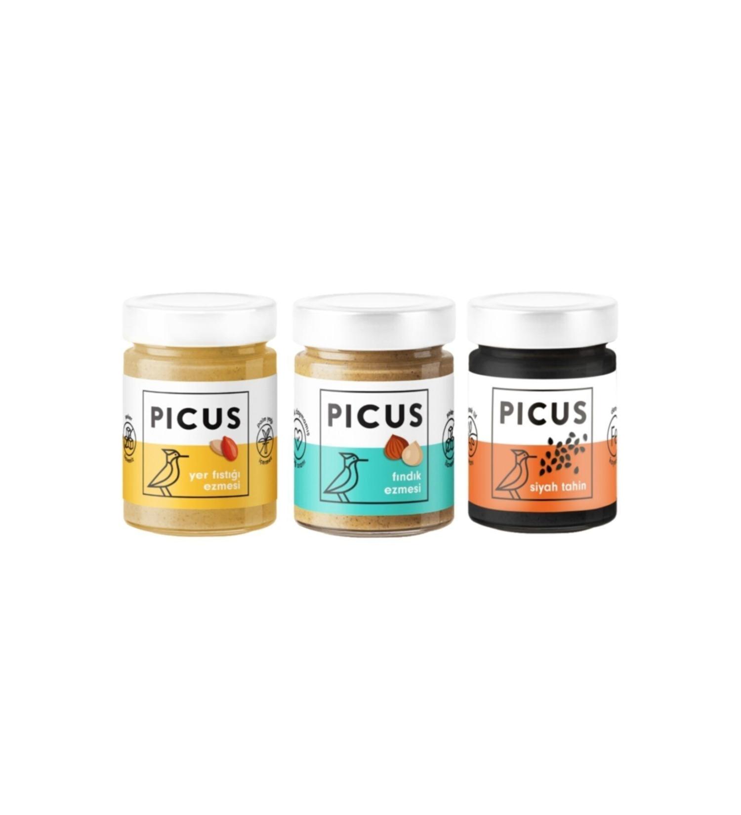 picus Peanut Paste 300gr + Hazelnut Paste 195gr + Black Tahini 210gr - Buy Online on GoSupps.com