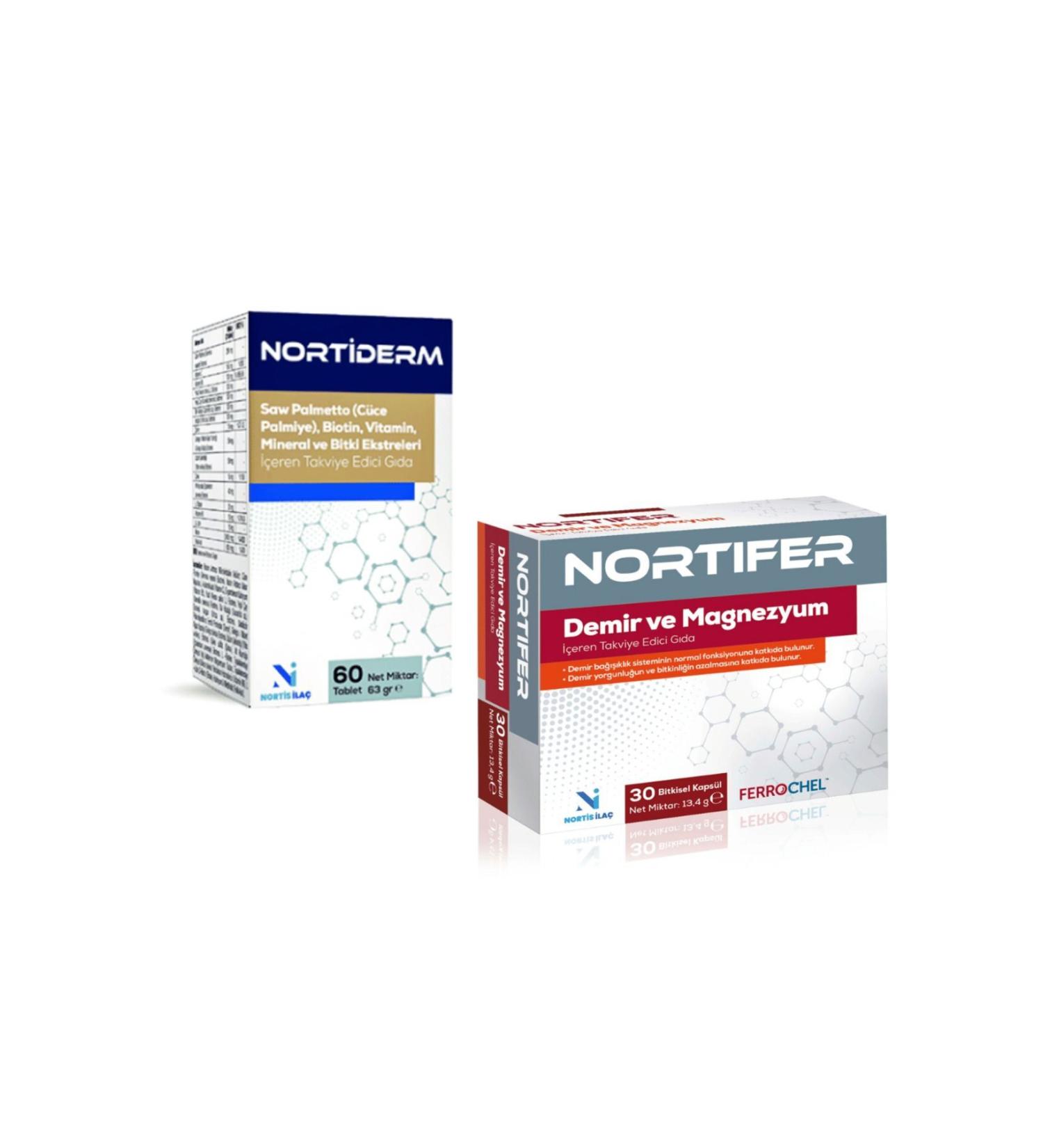 Nortiderm BIOTIN 60 TABLETS / NORTIFER IRON-MAGNESIUM 30 TABLETS