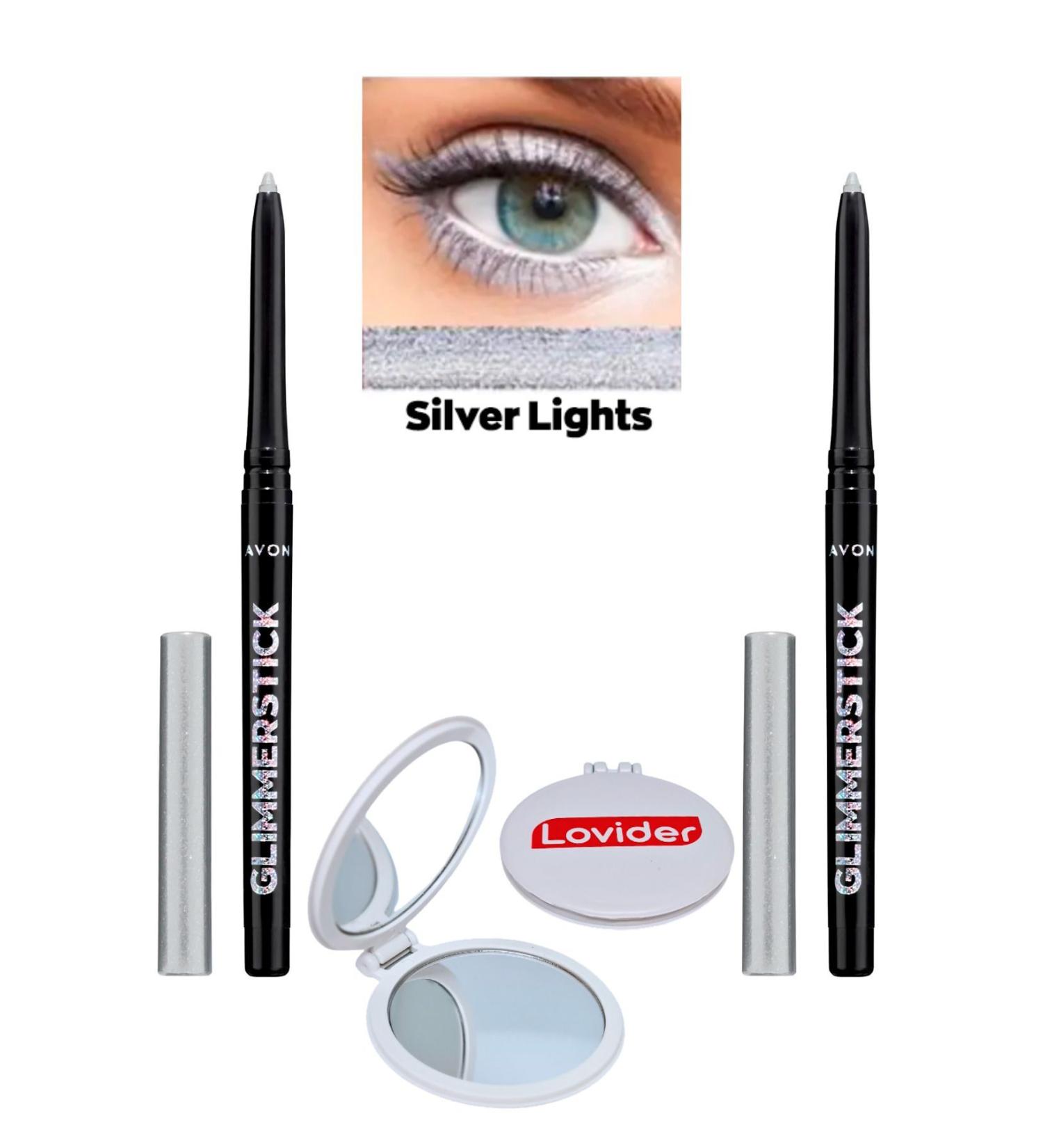Avon Glimmerstick Lift Eyeliner Glitter - Silver Lights 2 Pack + Lovider Pocket Mirror - Buy Online on GoSupps.com