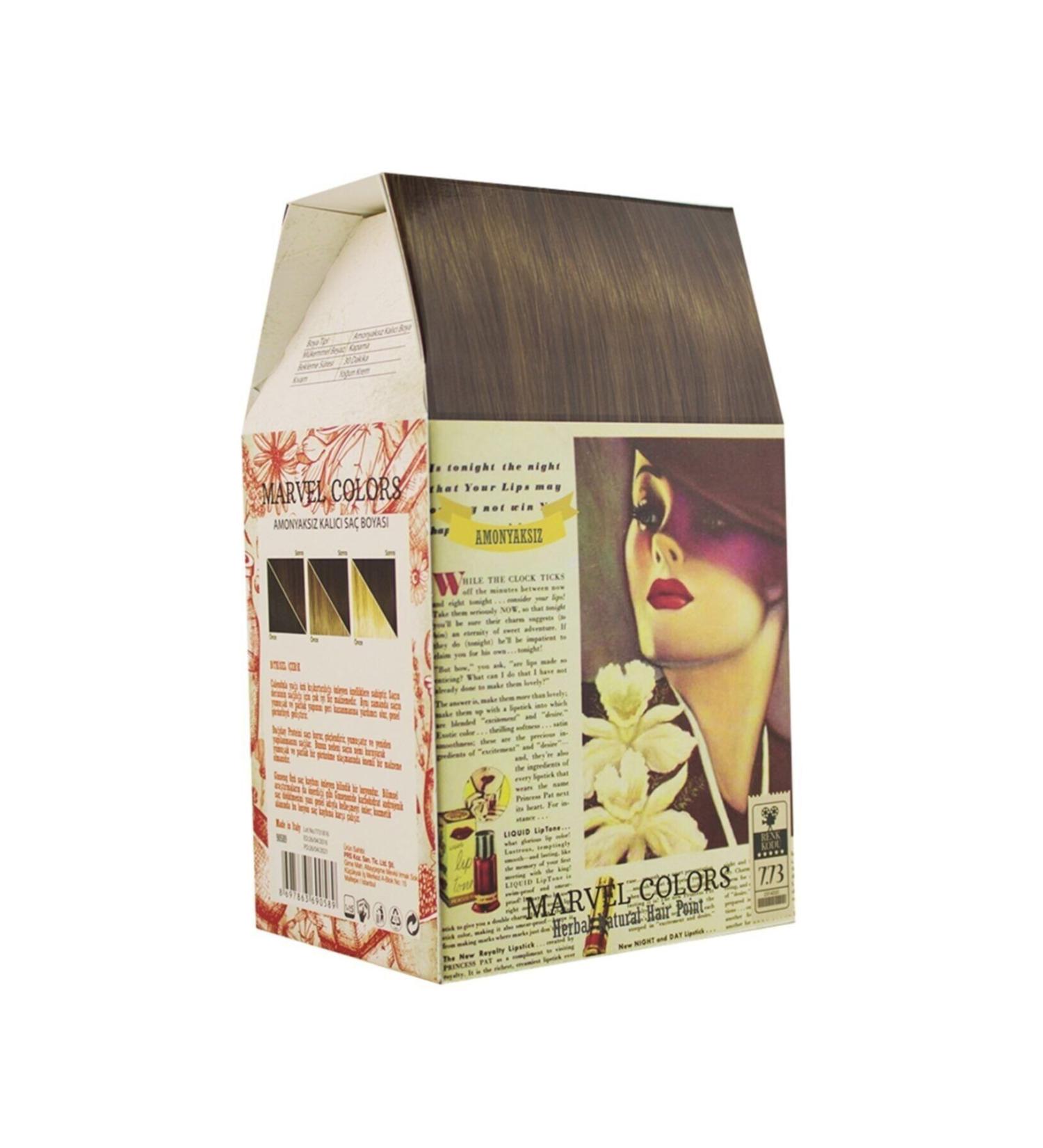 Marvel Colors Herbal Naturel Hair Hair Dye 7.73 Medium Blonde Tobacco