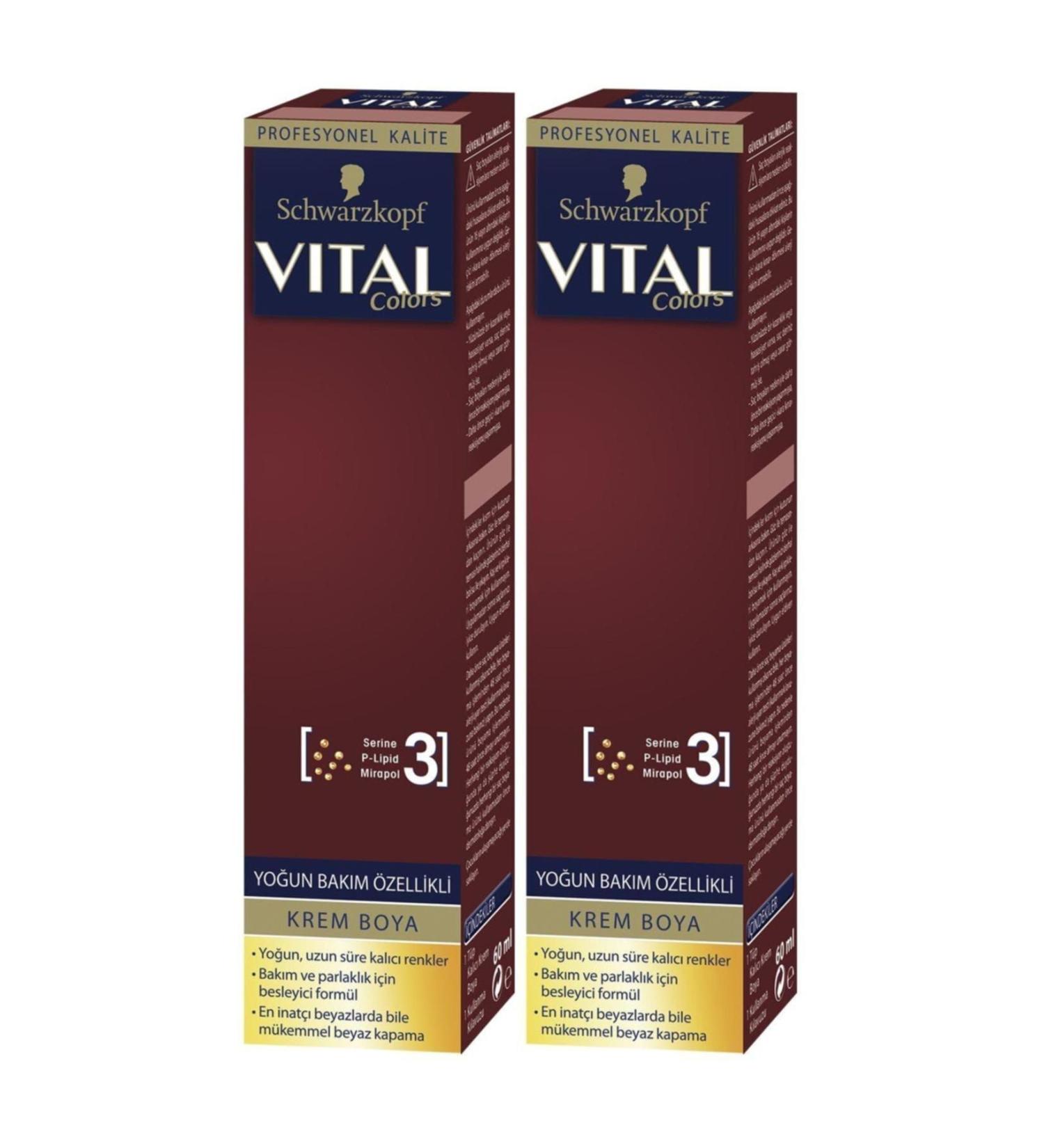 Vital Colors Cream Hair Dye 1-1 Night Black - 60 ml x 2 Pack