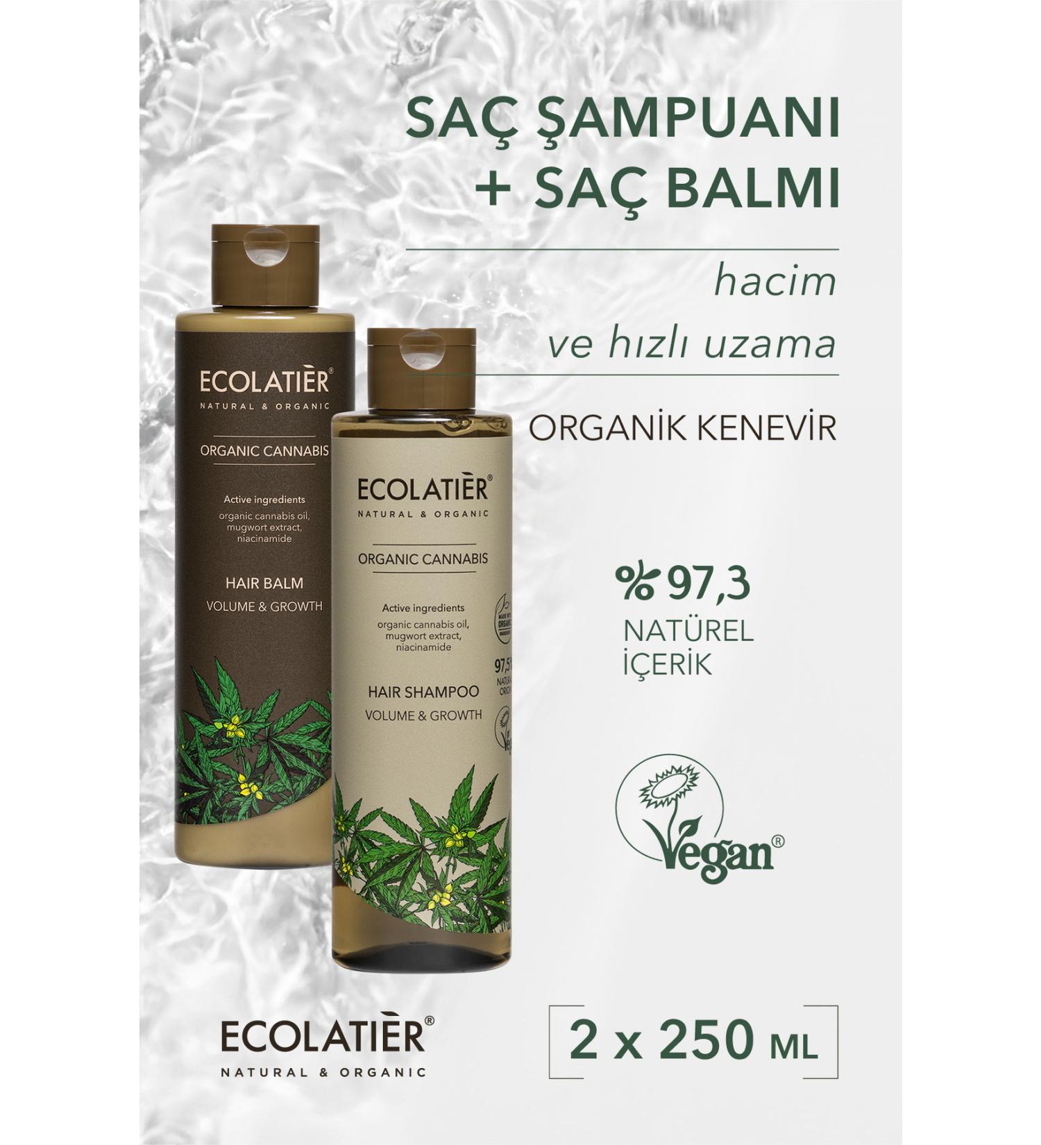 ECOLATIER Hair Shampoo and Conditioner Duo Set Volumizing Fast Growth Organic Hemp 500 ml - Buy Online on GoSupps.com