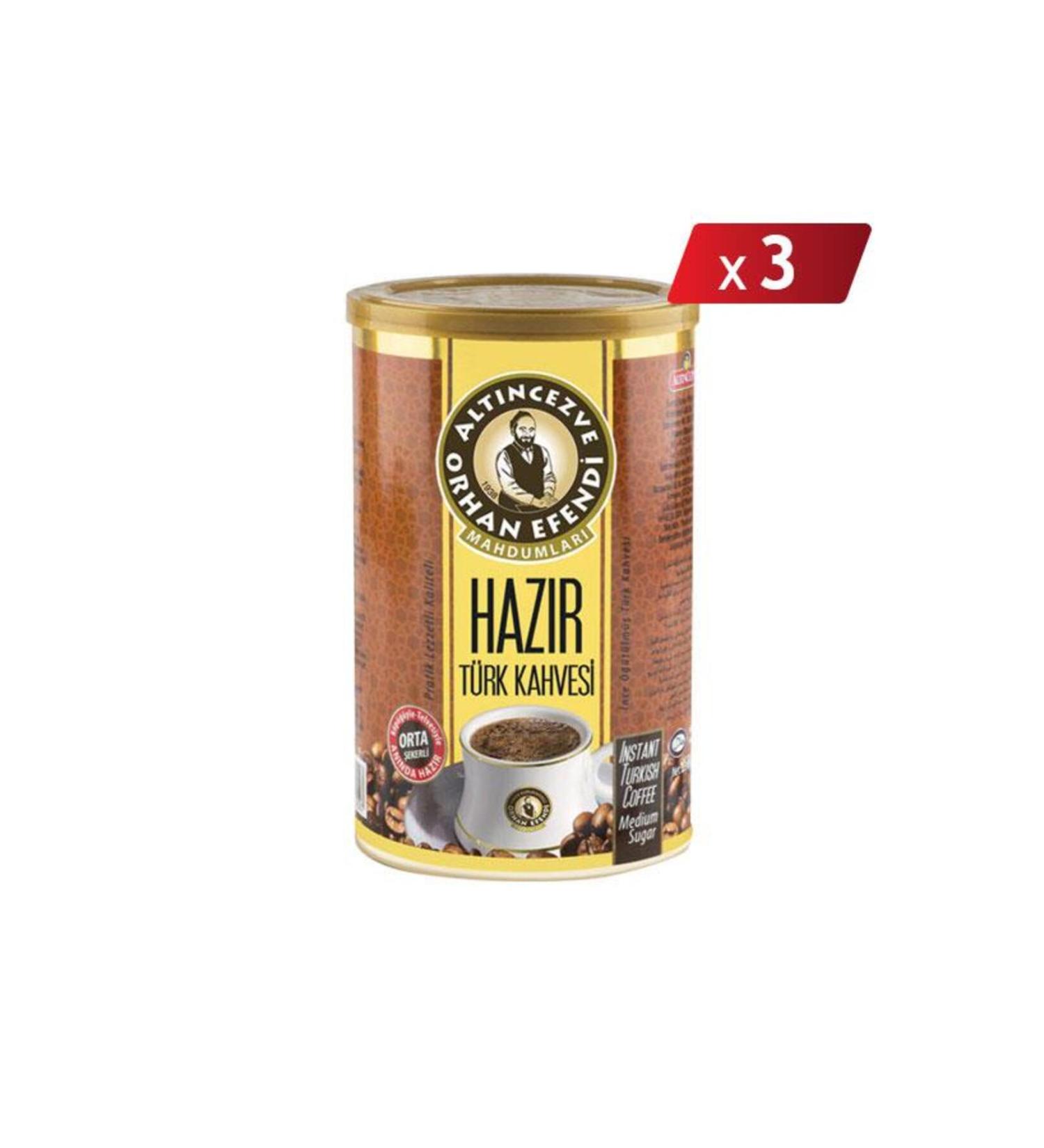 Alt ncezve Orhan Efendi Instant Turkish Coffee Medium Sugar Tin 500 Gr - 3-PACK