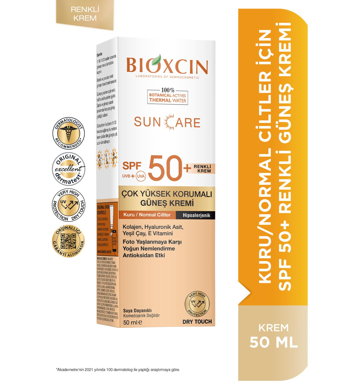 Bioxcin SunCare Very High Protection (For Dry-Normal Skin) Tinted Sun Cream 50ml Spf 50+ - Buy Online on GoSupps.com