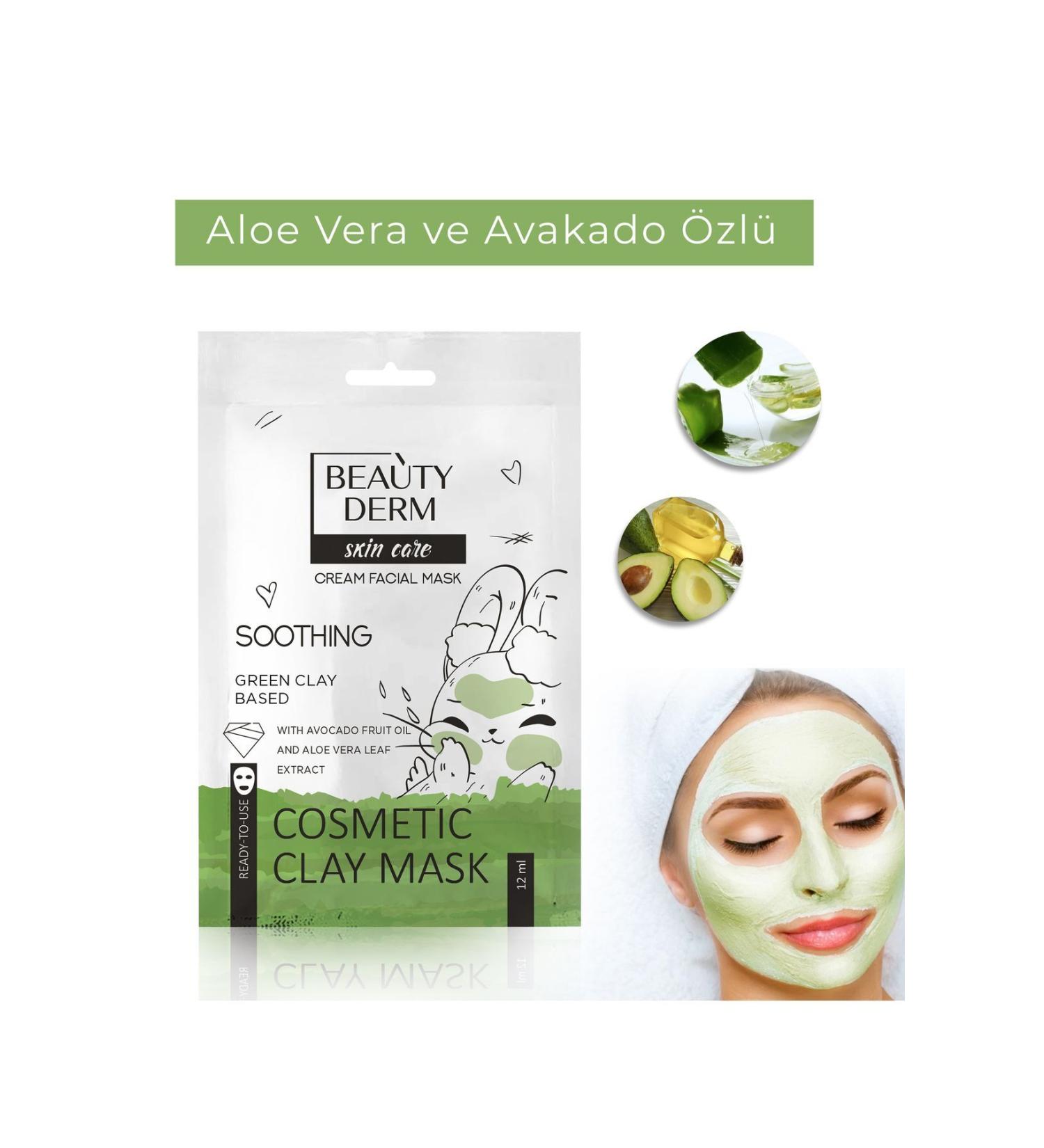BEAUTY DERM Face Mask Green Clay Mask Avocado Fruit Oil and Aloe Vera Oil Gel Mask - Buy Online on GoSupps.com