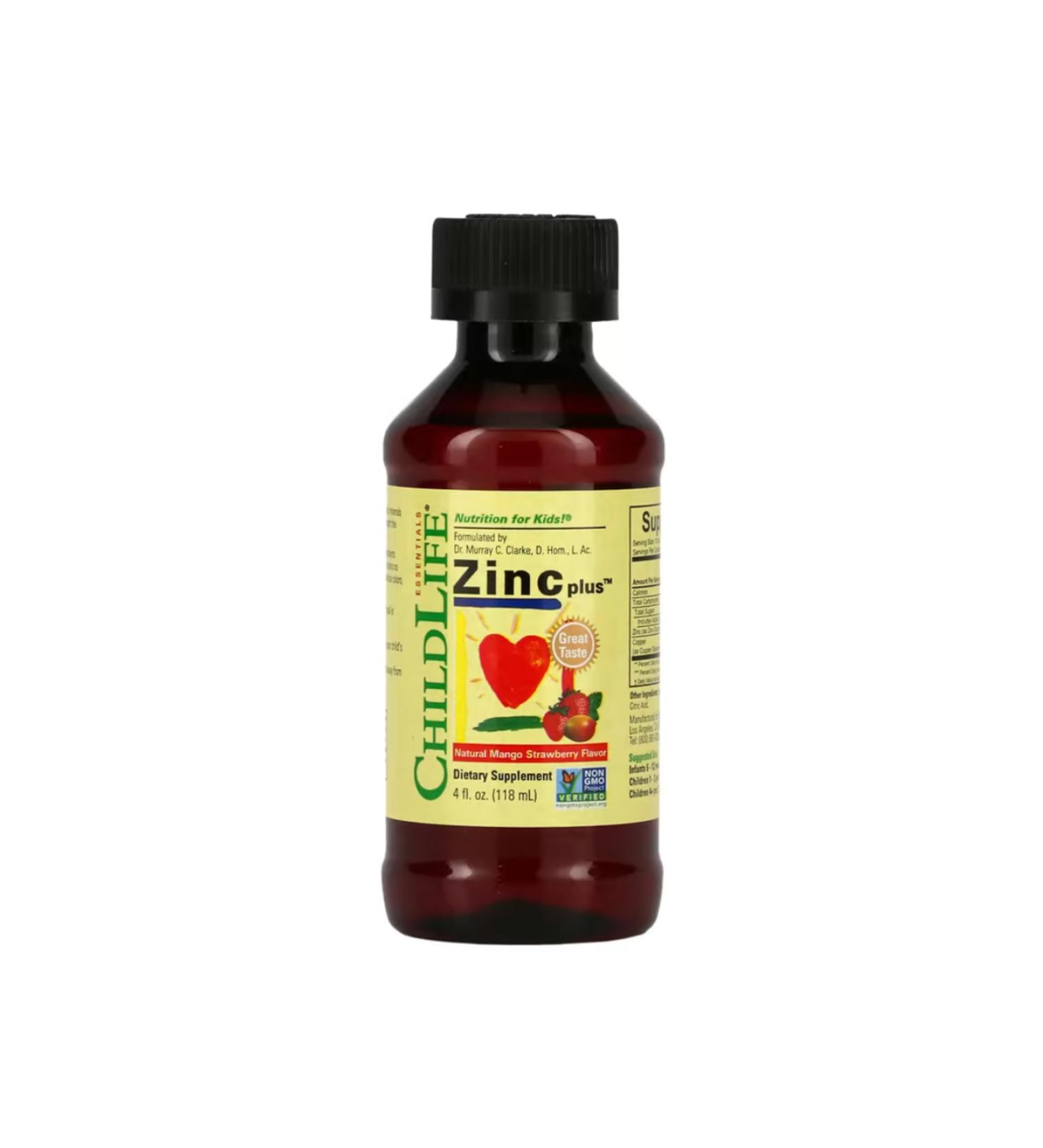 ChildLife Essentials Essentials Zinc Plus Natural Mango Strawberry 4 fl oz (118 ml)