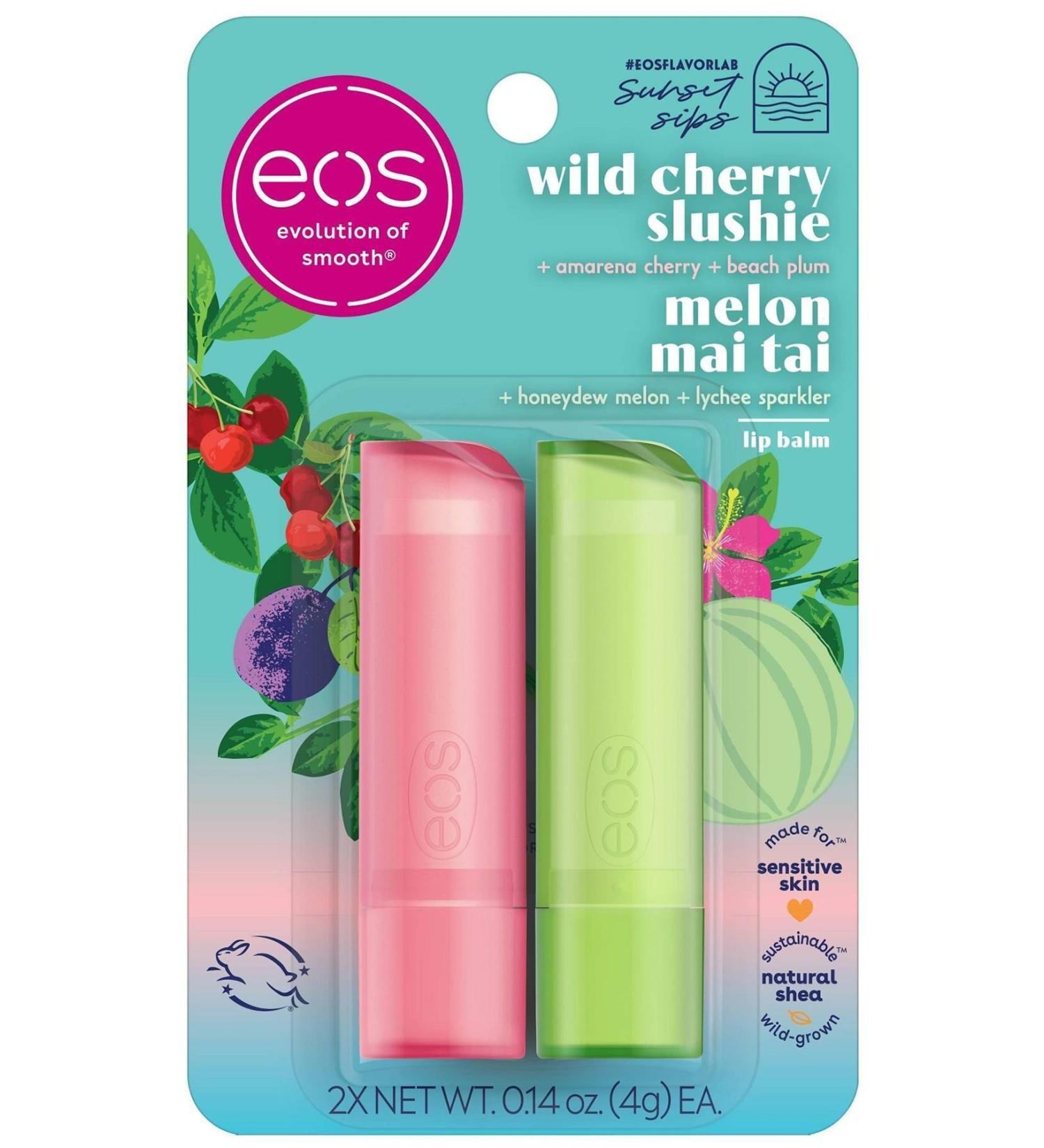 Eos Lip Balm Wild Cherry Slushie + Melon Mai Tai 2 Pack Lip Balm 2x4GR