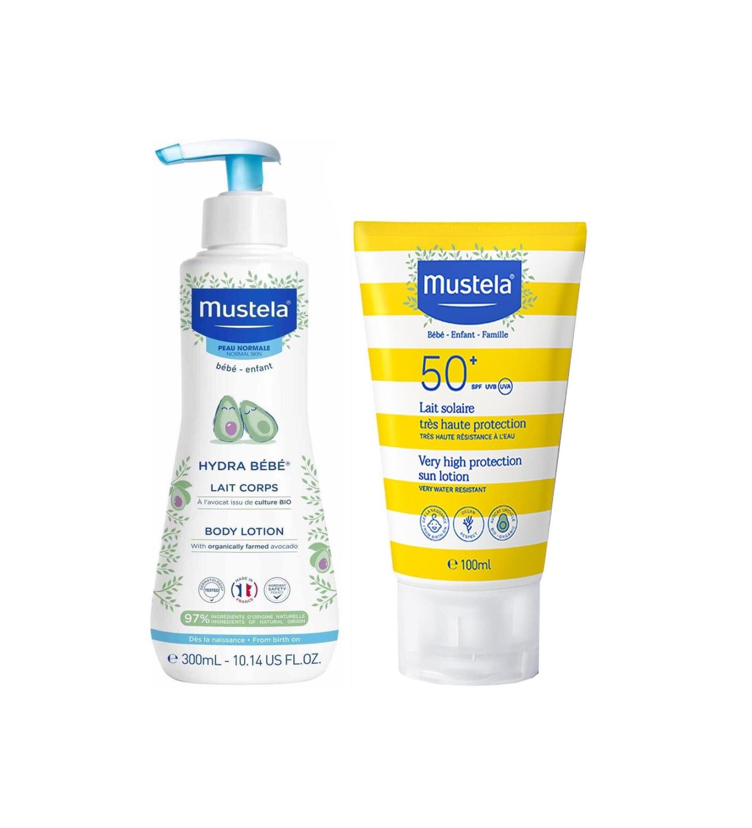 Mustela Spf 50 Sun Lotion for the Whole Family 100 ml Hydra Baby Body Lotion 300 ml