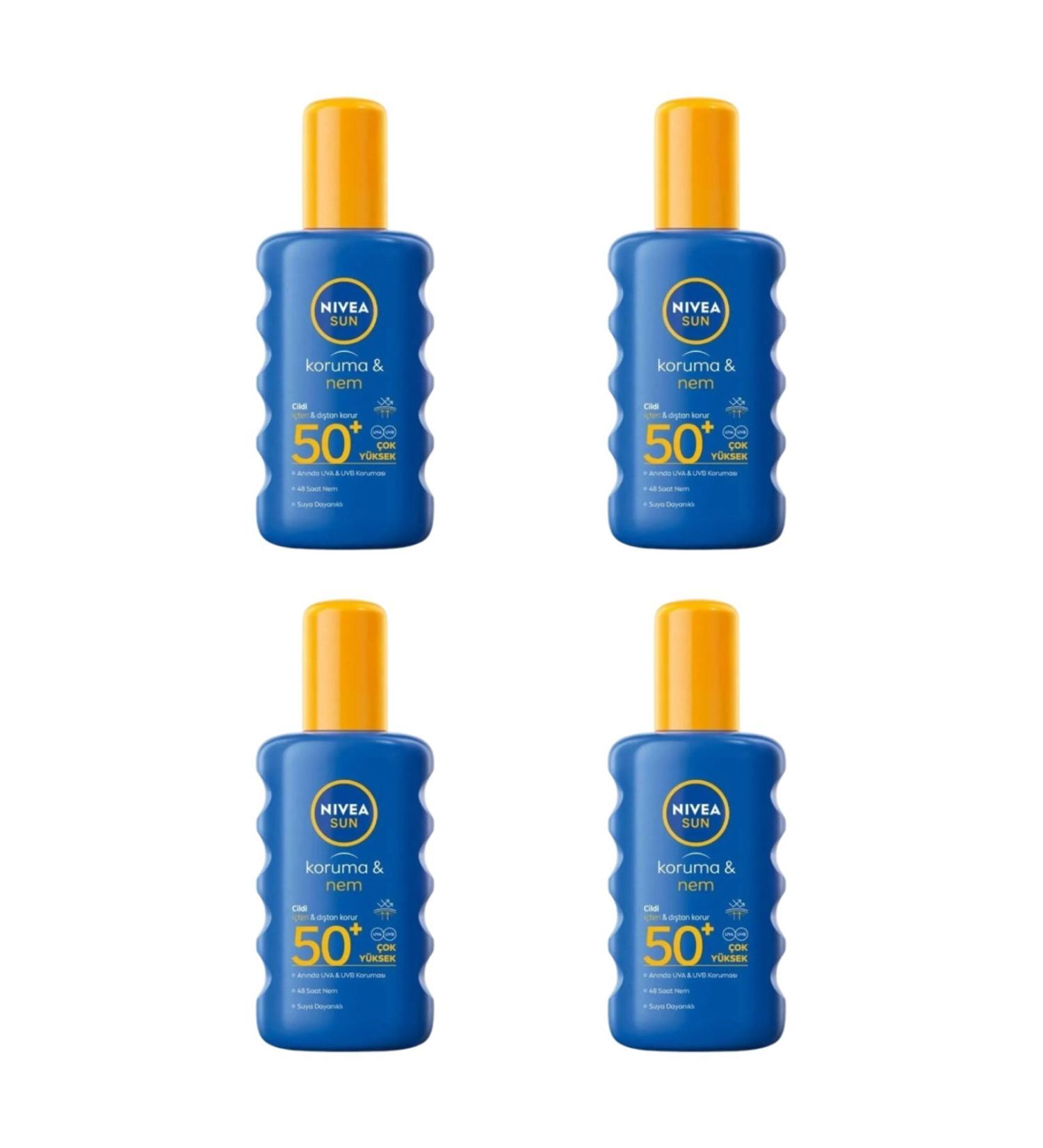 NIVEA Sun Sunscreen 200ml SPF50 Moisturizing UVA/UVB Protection Water Resistant 4 Pieces
