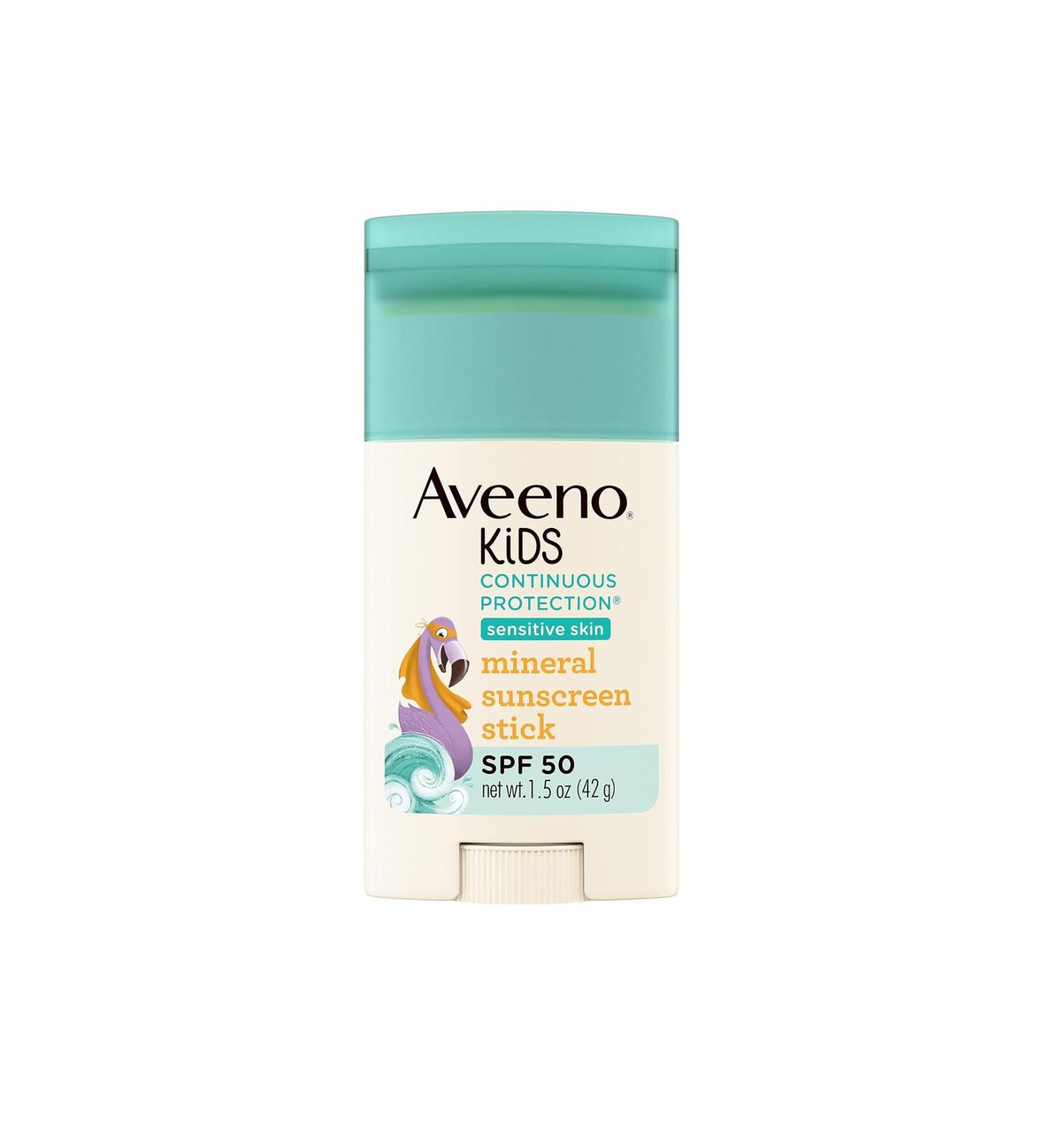 AVEENO Kids Mineral Sunscreen Stick for Kids with Broad Spectrum SPF 50 Sweat&Water-Resistant 1.5oz