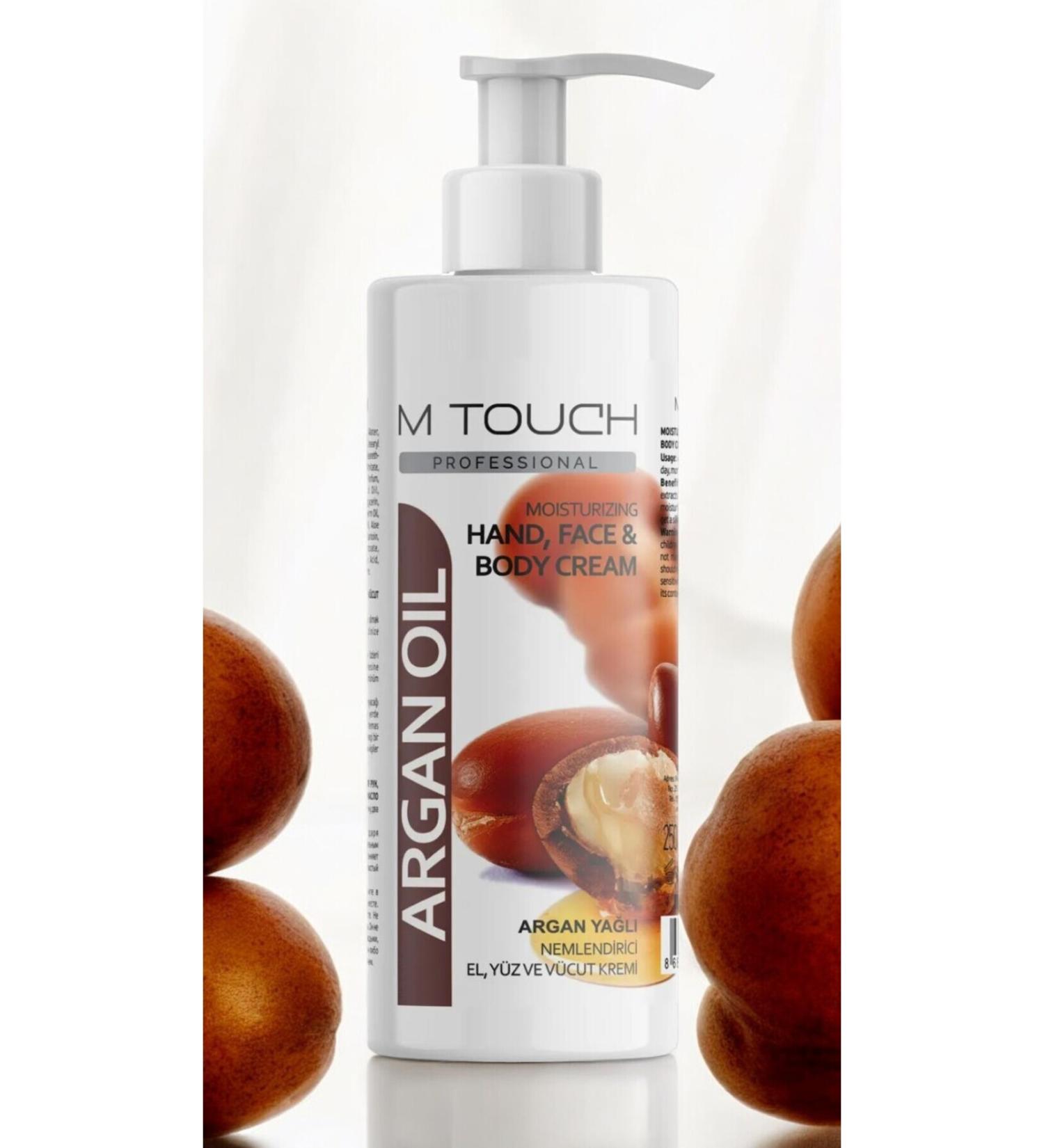 mtouch M Touch Argan Oil Moisturizing Hand Face & Body Cream (Argan Oil Hand Face & Body Cream) 250 Gr