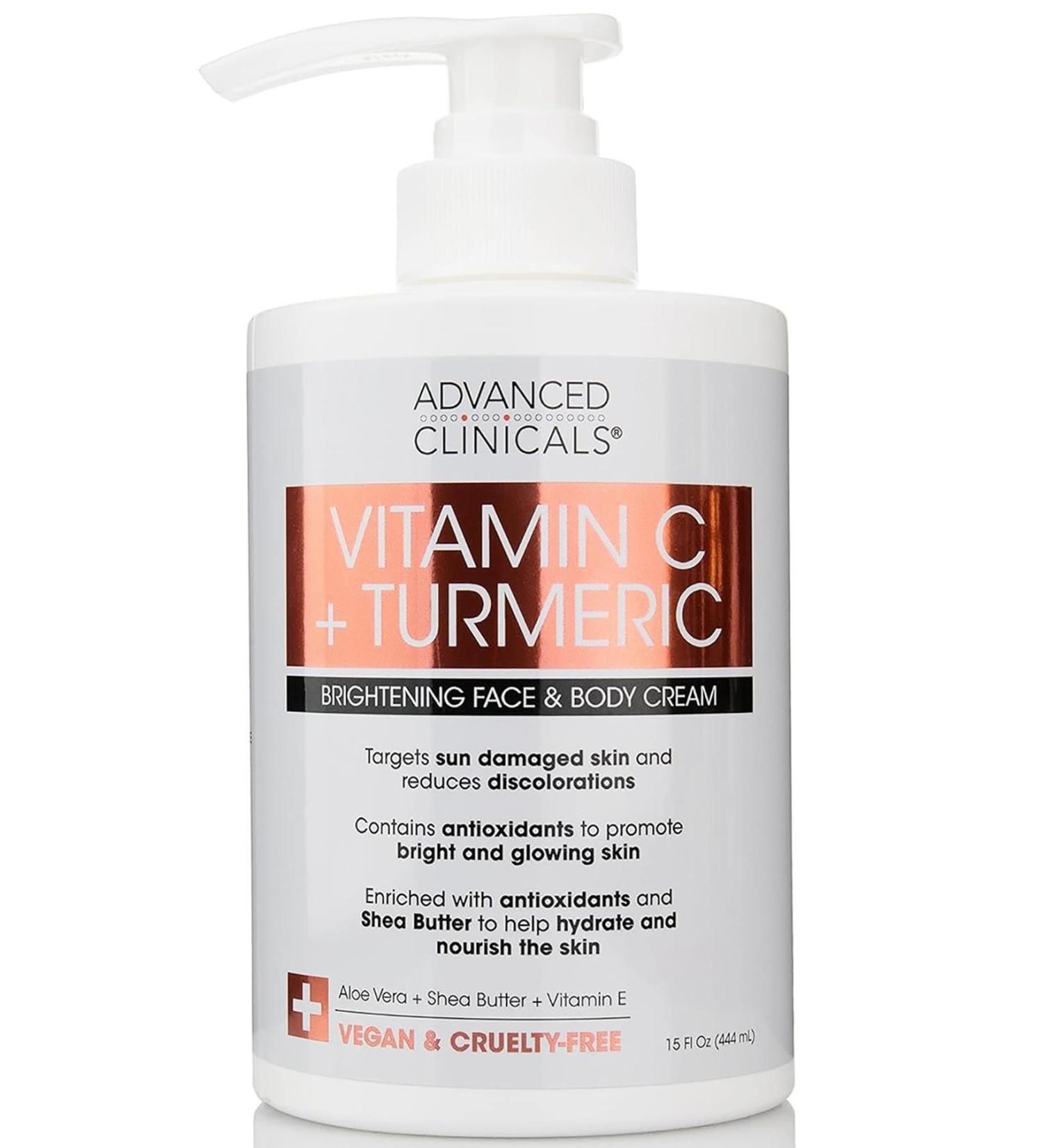 ADVANCED CLINICALS Advanced Clinicals Vitamin C + Turmeric Face and Body Cream 444ML - Buy Online on GoSupps.com